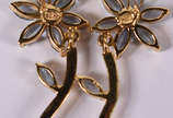 Par de brincos  " tipo ramos de flor " de ouro ... - Par de brincos  " tipo ramos de flor " de ouro e topázio ( Por questão de segurança a peça não se encontra na loja ) 
