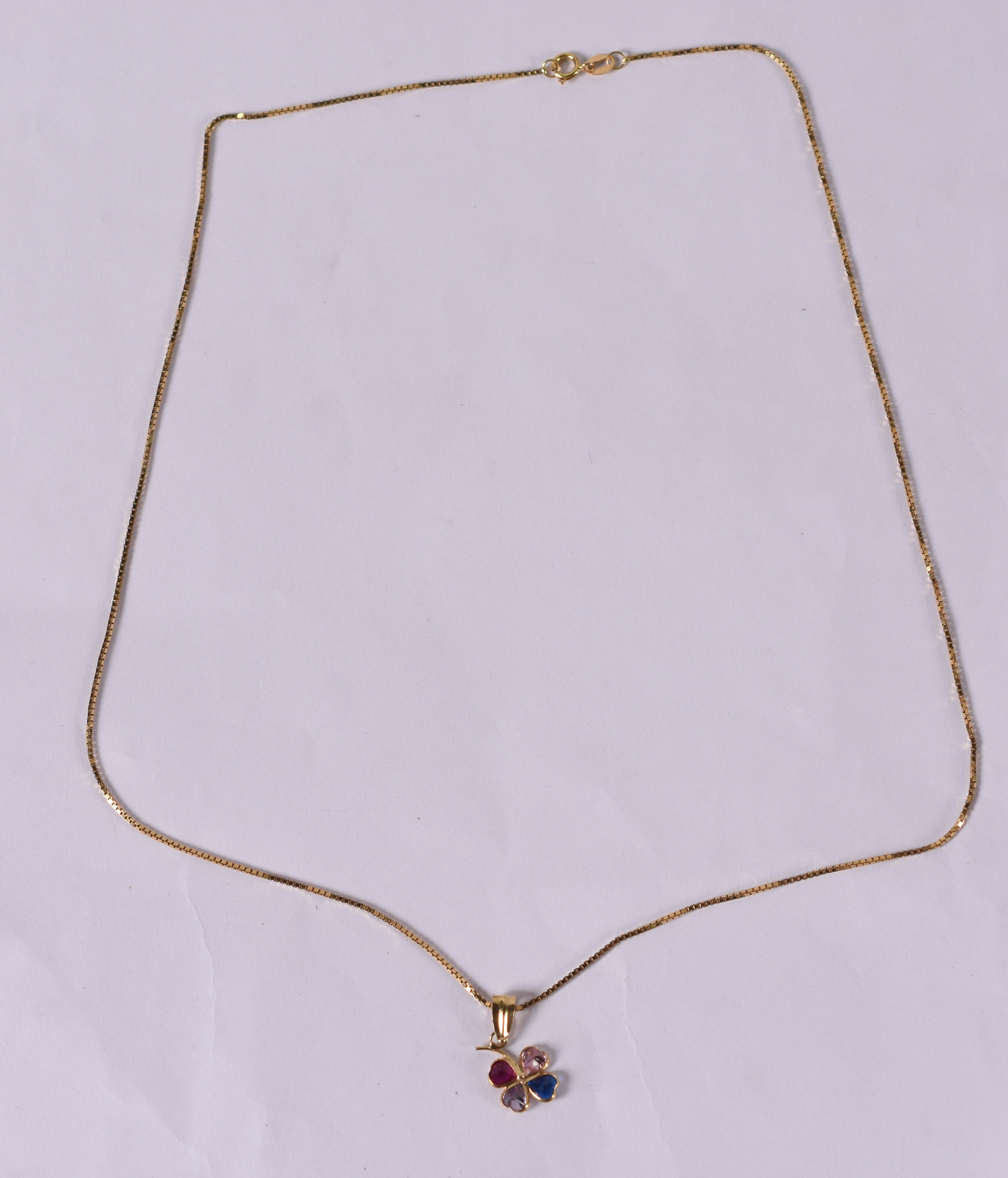 Colar com pendente de ouro 18 com pedras ( Por questão de segurança a... - foto 2 de 2