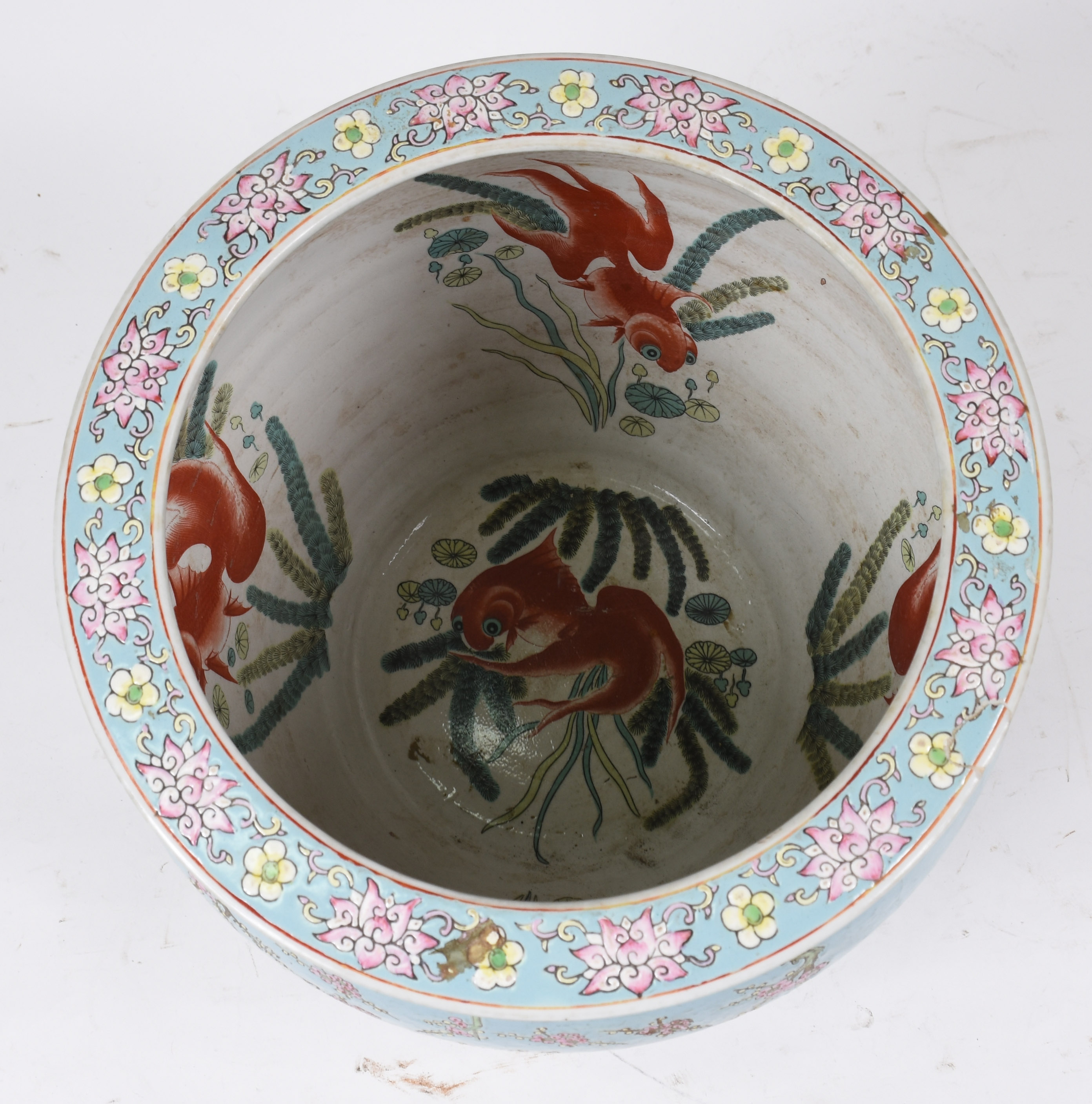 Aquário / cachepot de porcelana chinesa policromada, interior com... - foto 3 de 6