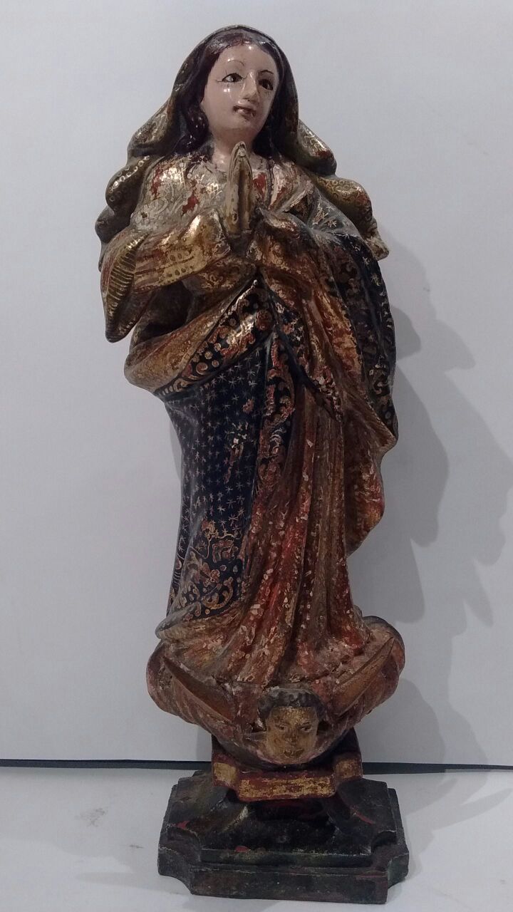 Nsra da Imaculada Conceição- escultura em madeira policromada e... - foto 1 de 2