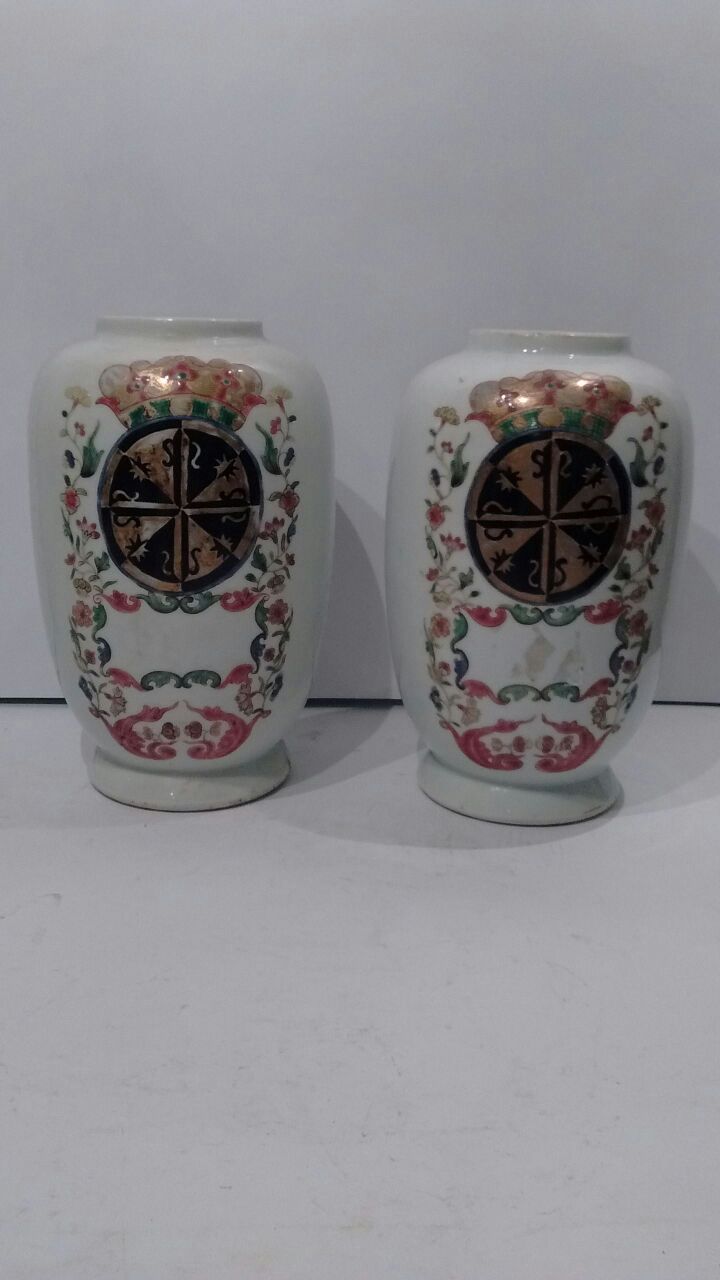 Cias das Índias - Par de vasos porcelana chinesa família rosa feita...