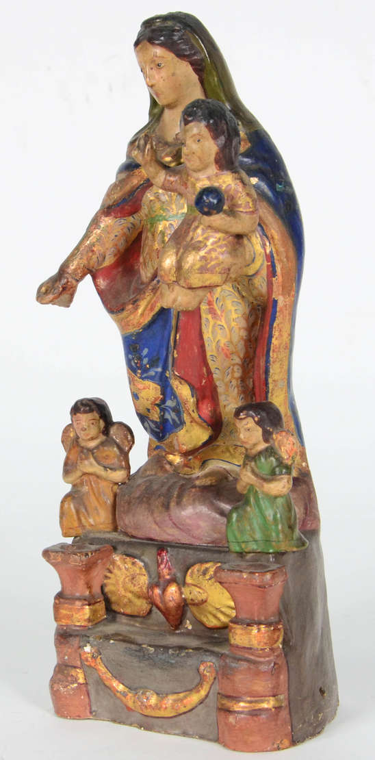 Nossa Senhora do Rosario com menino, Antiga imagem de terracota... - foto 3 de 3