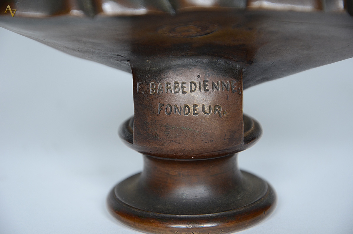 F. BARBEDIENNE - Busto masculino em bronze, carimbo da fundição... - foto 3 de 4