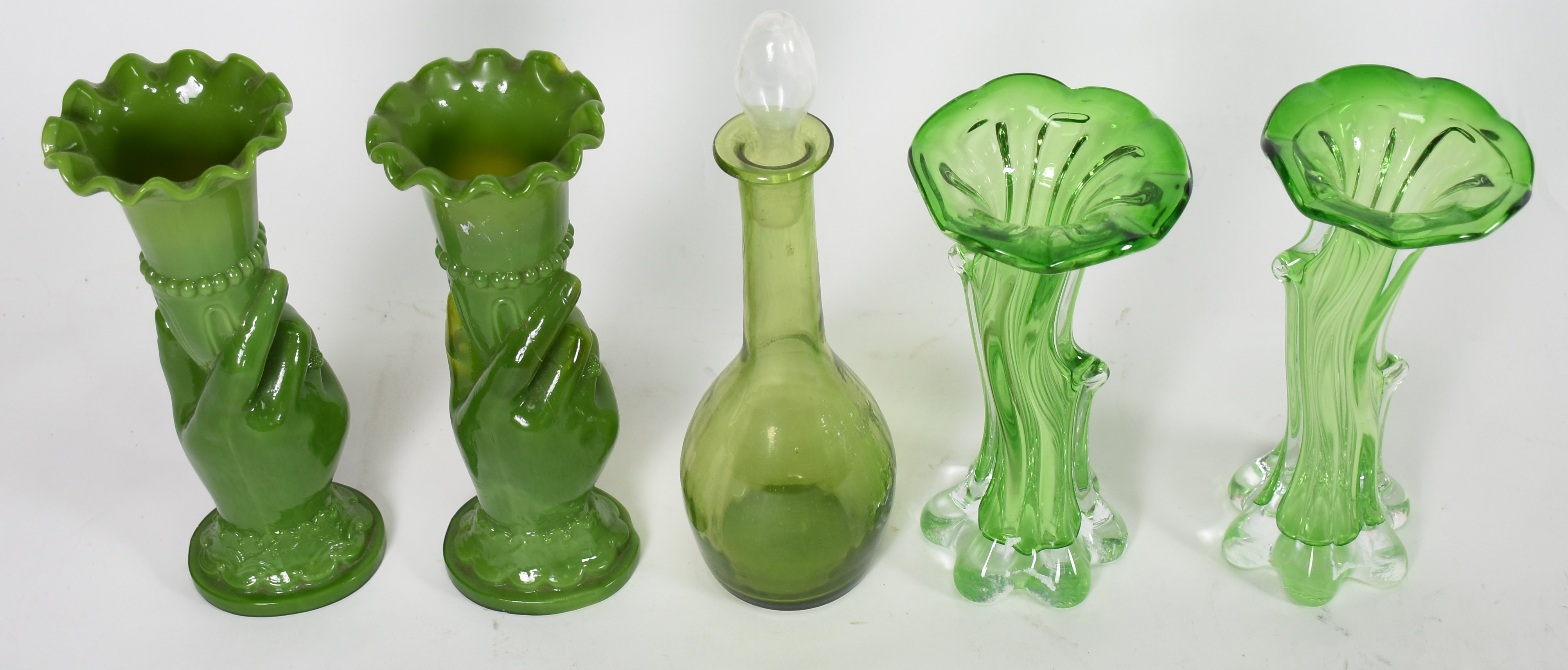 Diversas peças sendo, par de solifleur de vidro verde ( 20 cm A ) Par... - foto 2 de 3