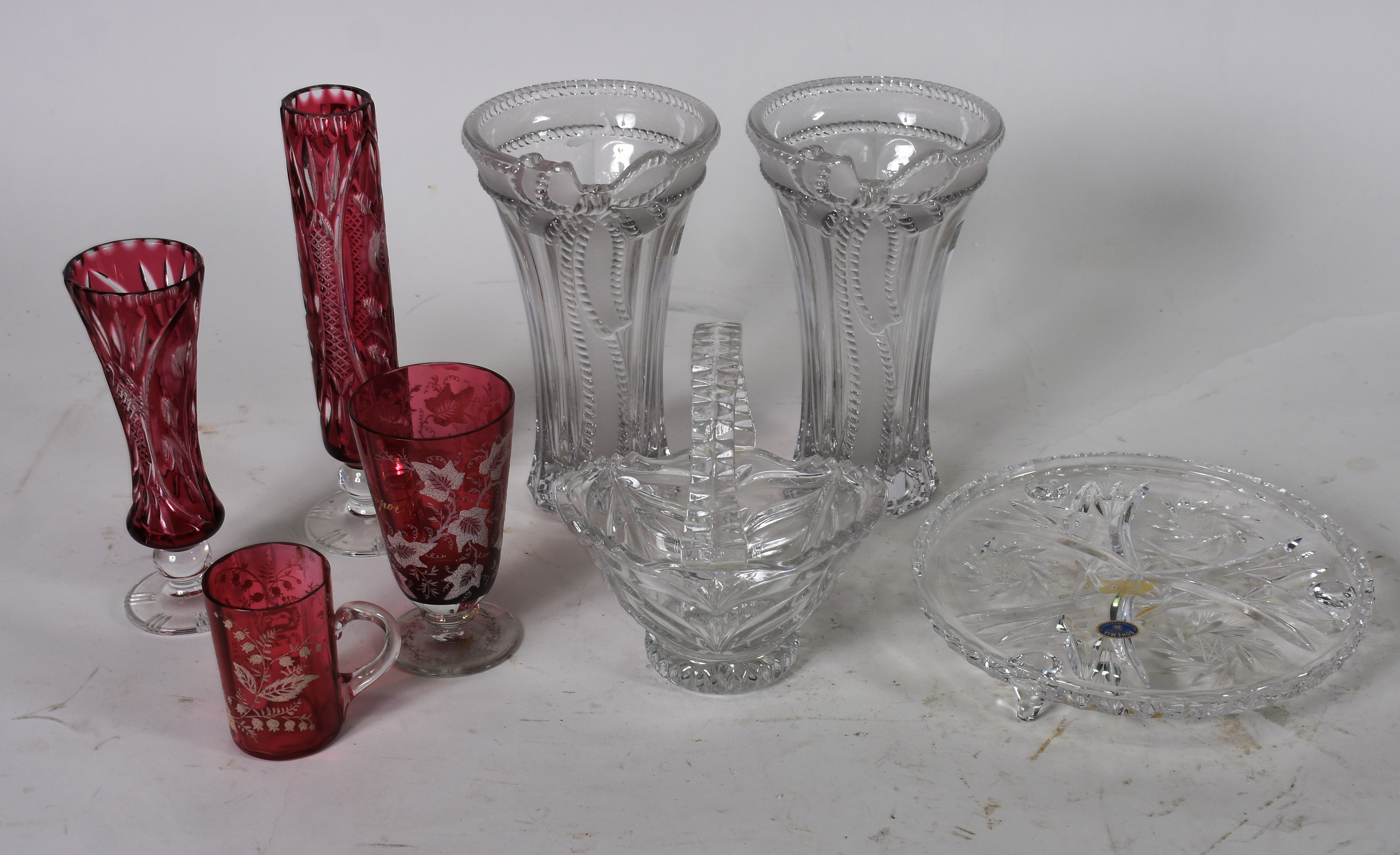 Diversas peças de cristal sendo,2 solifleur double rubi, copo e... - foto 1 de 2