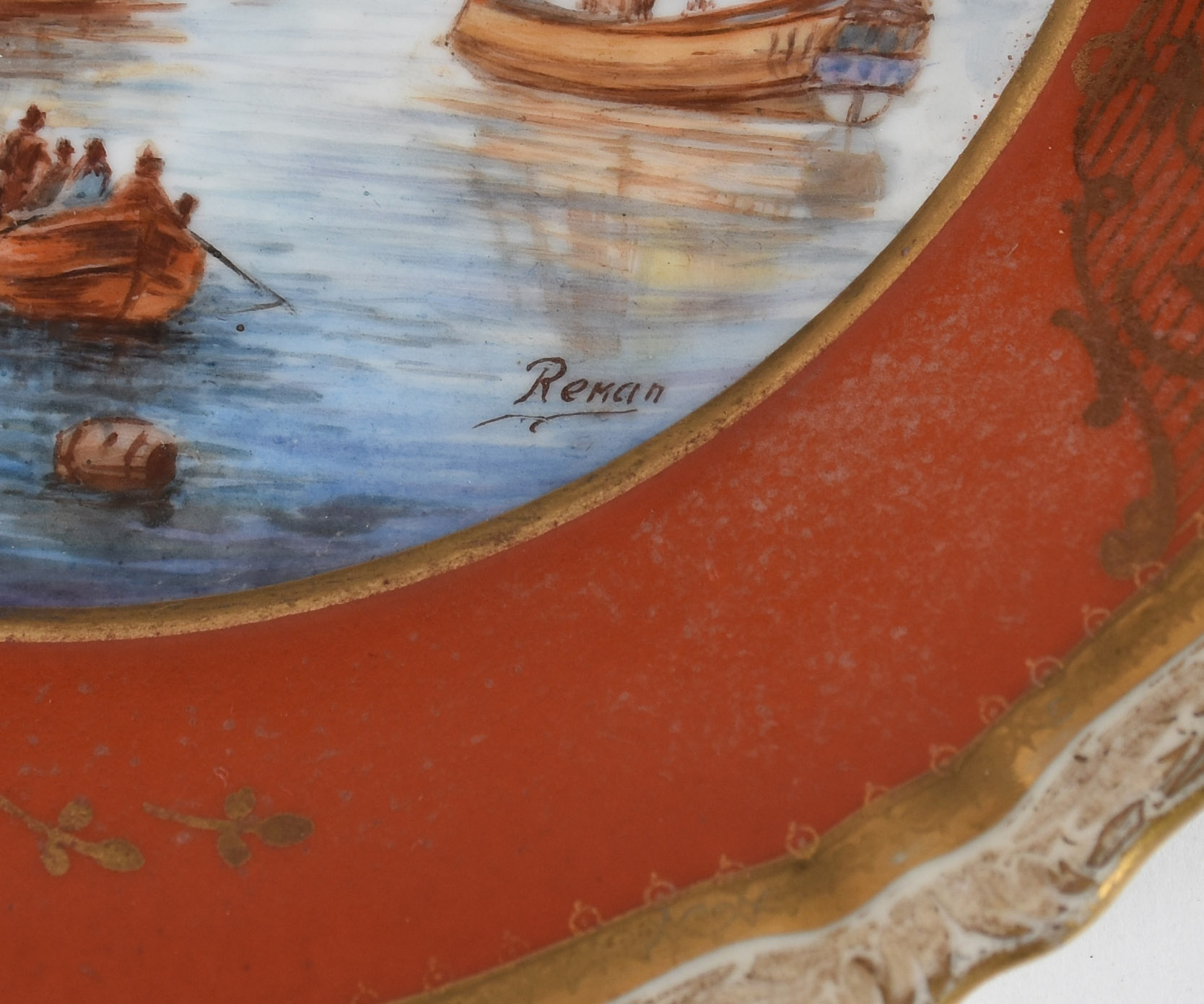 Par de pratos de porcelana Francesa assinados , decoração caravelas . - foto 2 de 4