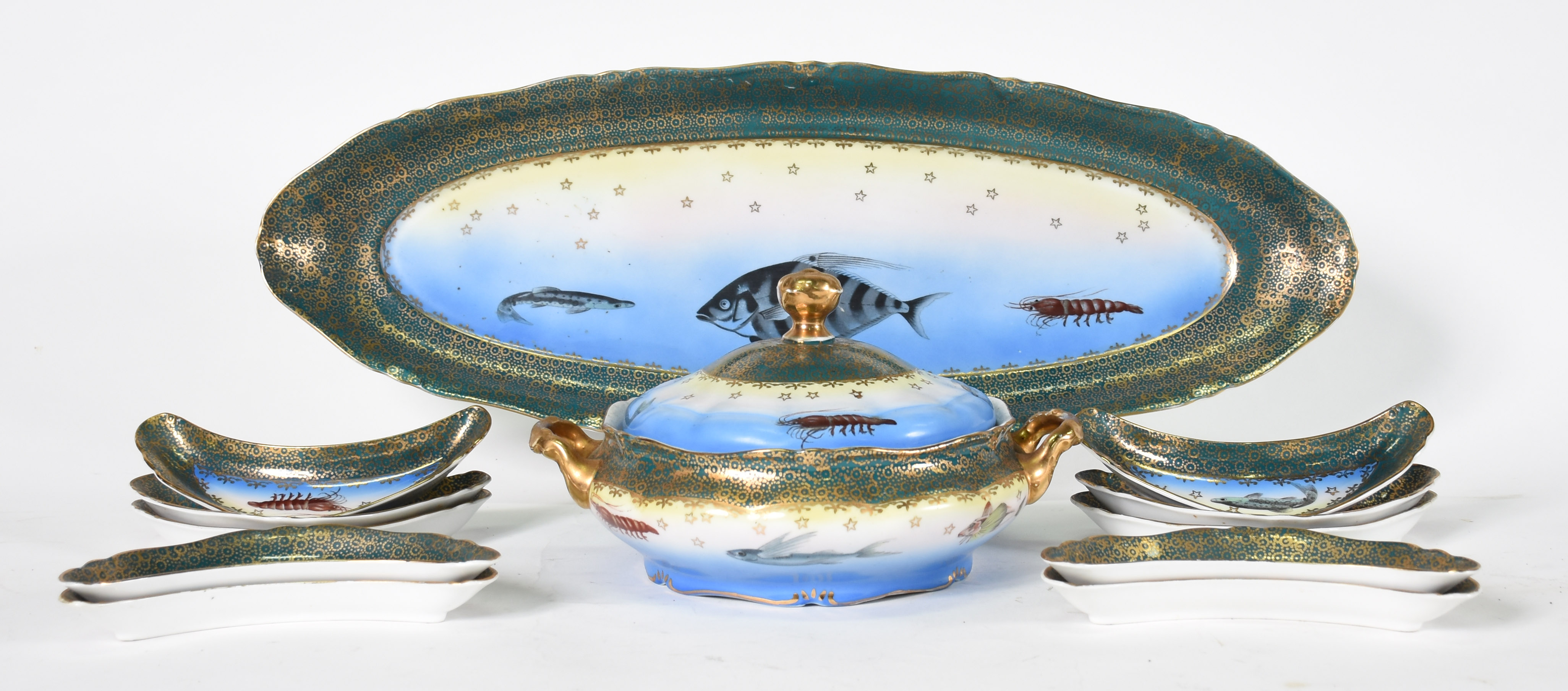 Serviço de porcelana Real para peixe , decorada em policromia com... - foto 2 de 3