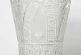 Vaso de cristal Tcheco  lapidado  (bicado na ba... - Vaso de cristal Tcheco  lapidado  (bicado na base).