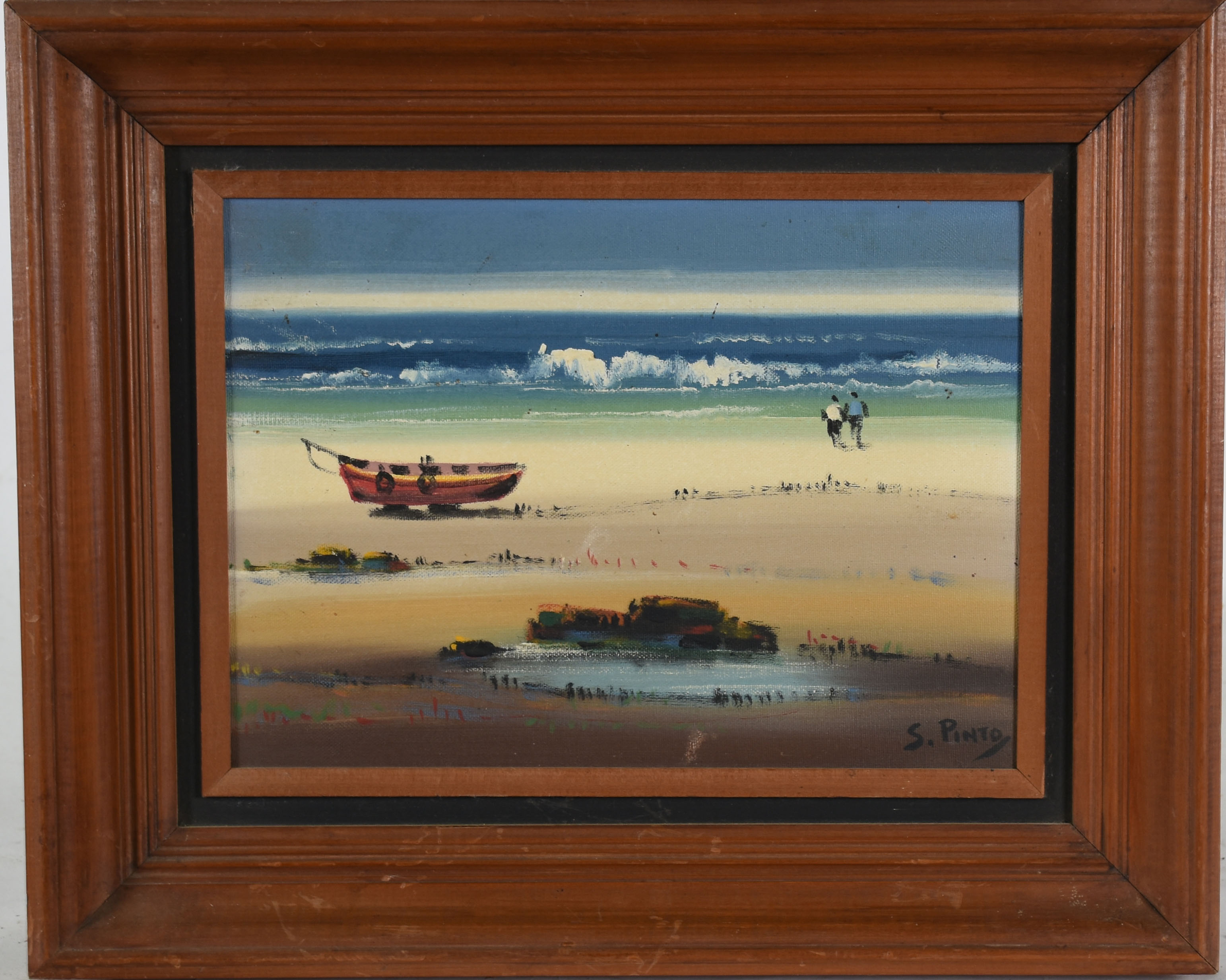 Sylvio Pinto (1918-1997), Praia com barco e figuras - foto 1 de 3