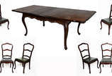 Mesa de jantar de jacarandá com 2 tabuas extens... - Mesa de jantar de jacarandá com 2 tabuas extensoras de 40 cm cada, acompanham 8 cadeiras de imbuia com assentos estofados. Medida fechada 1,50 x...