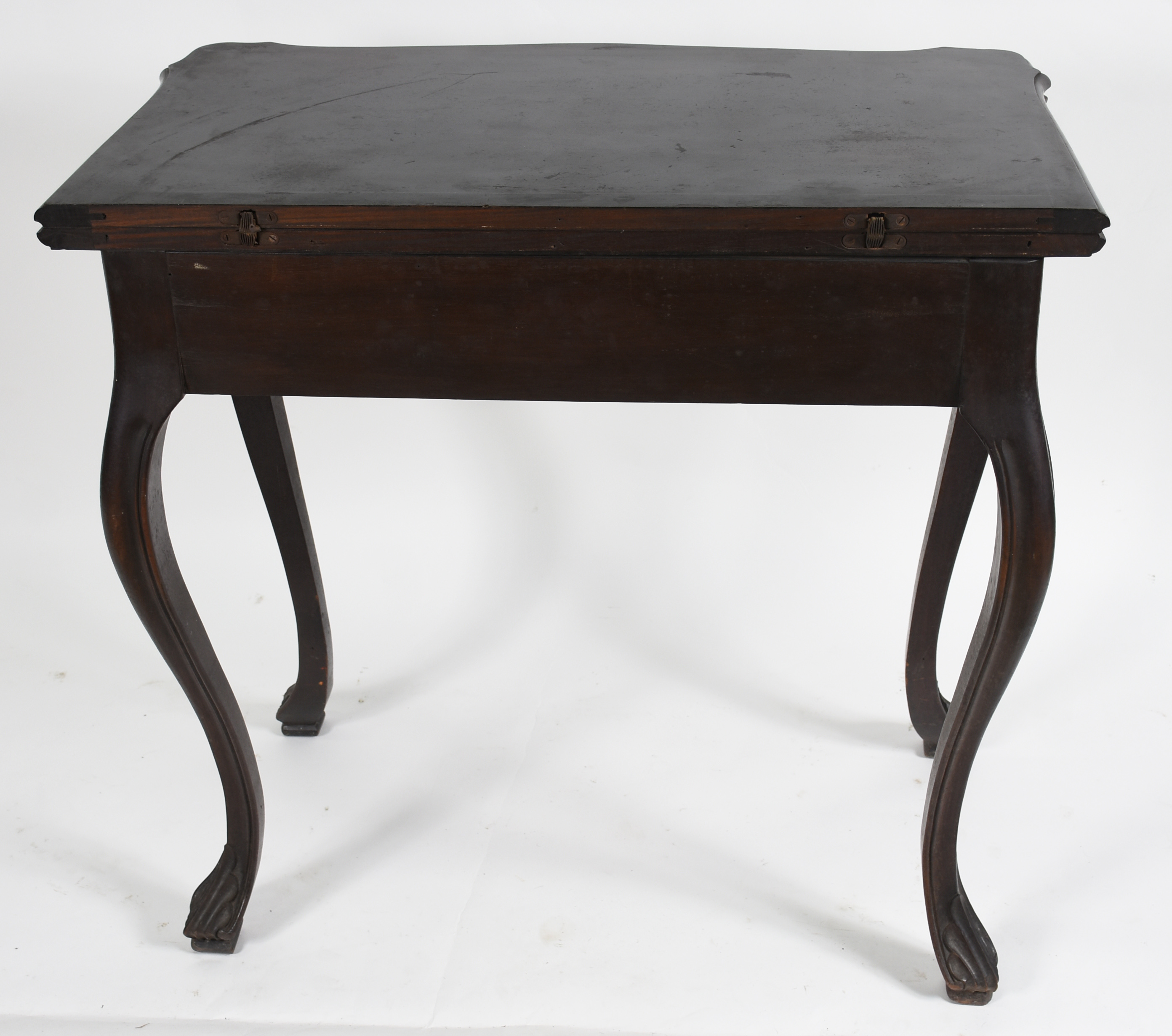 Mesa de encostar de madeira nobre, estilo Luis XV, tampo dobrável e... - foto 6 de 6