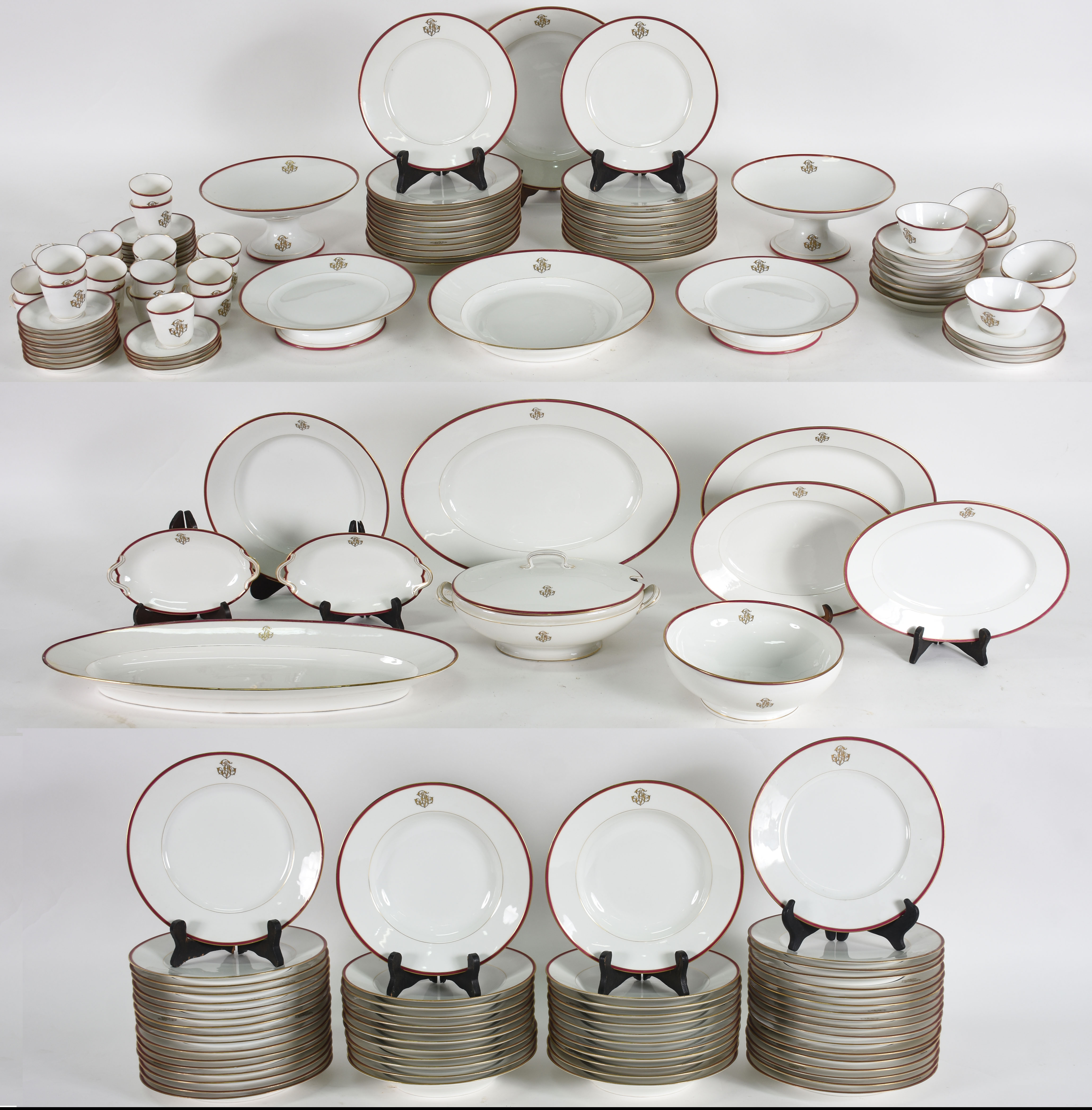 Aparelho de jantar de porcelana francesa E.Bourgeois, branca com... - foto 1 de 5