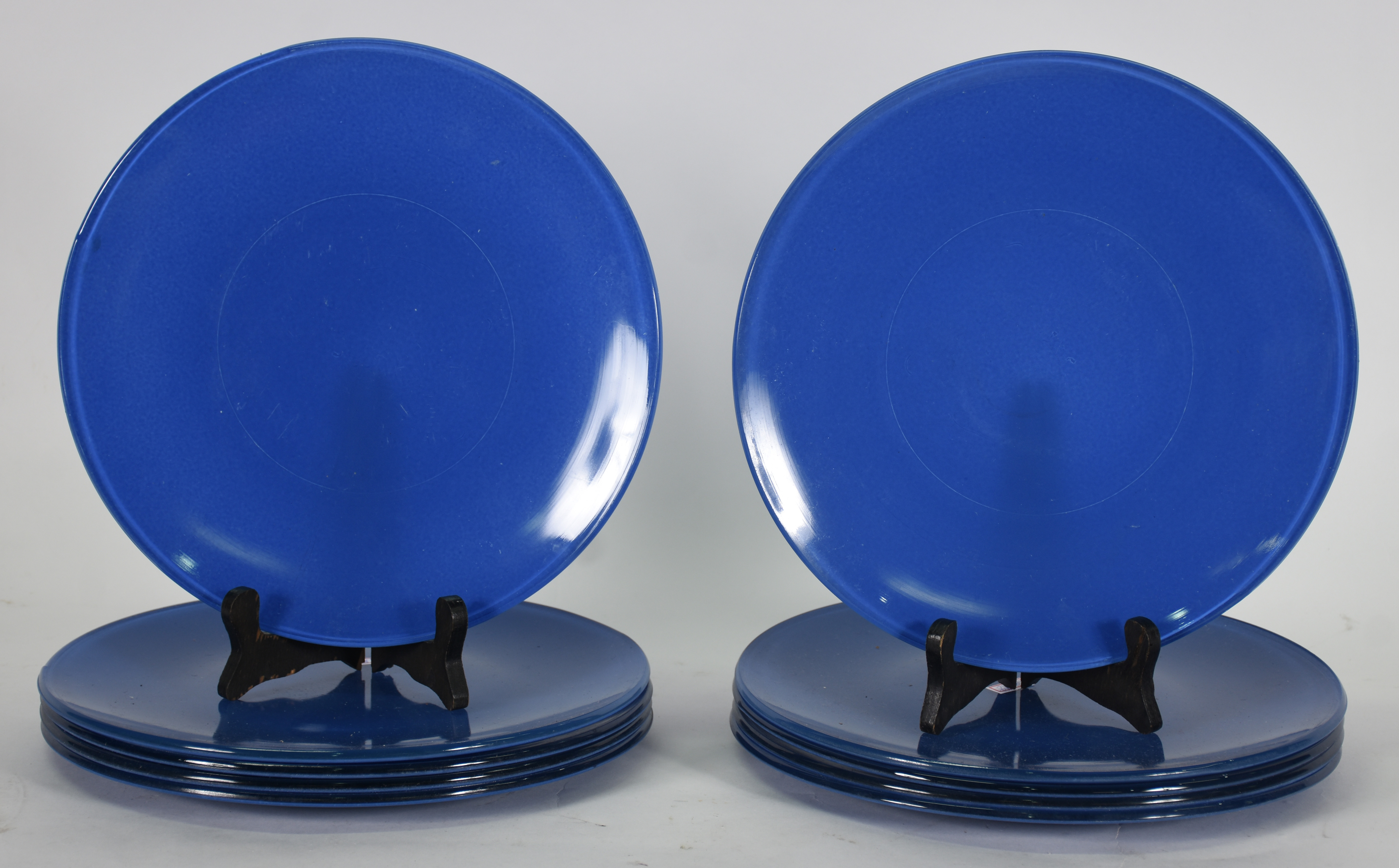Conjunto com 10 souplats de vidro na cor azul. - foto 1 de 2