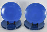 Conjunto com 10 souplats de vidro na cor azul. - Conjunto com 10 souplats de vidro na cor azul.