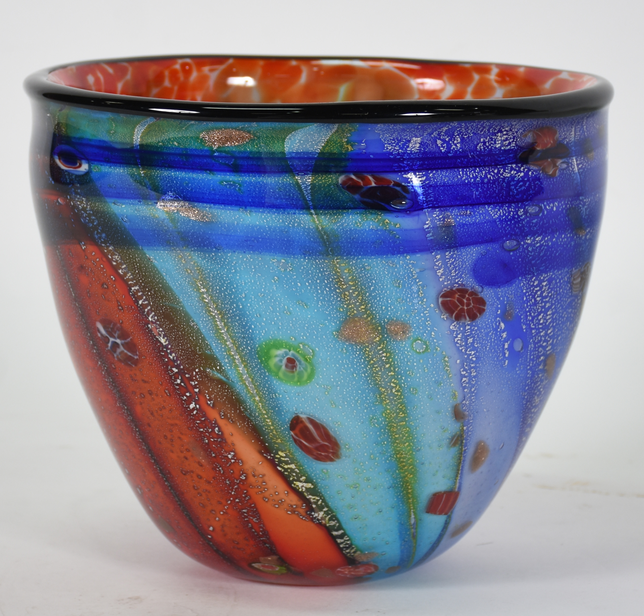 Cachepot de Murano policromado com pó de ouro, interior em mesclas... - foto 1 de 3