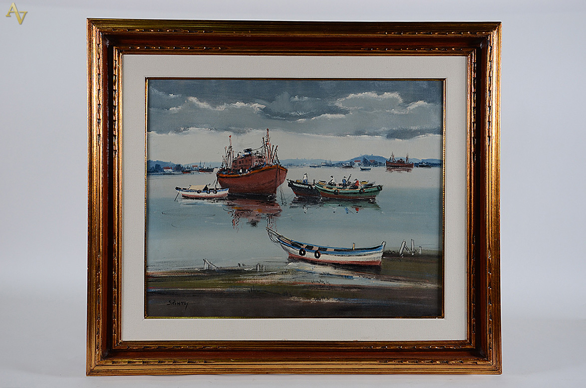 SYLVIO PINTO - Ponta da Areia - Marinha - 65 x 80 - déc. 60 - foto 1 de 3