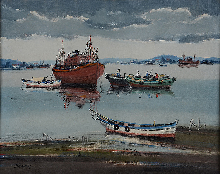 SYLVIO PINTO - Ponta da Areia - Marinha - 65 x 80 - déc. 60 - foto 2 de 3