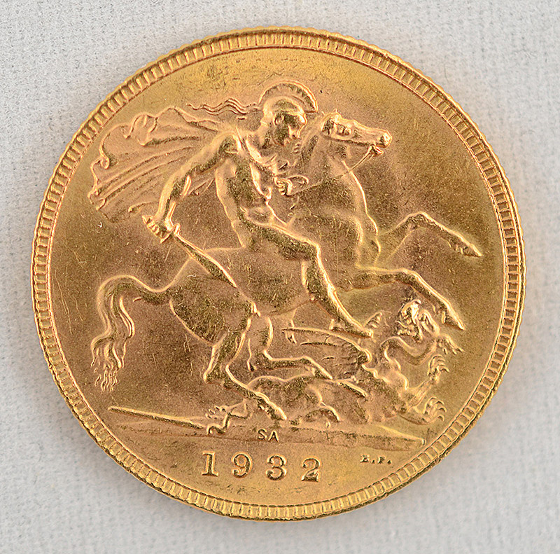 Moeda em ouro 22 K: Sterling Pound de 1932. GEORGIUS V. Peso total 8... - foto 2 de 2