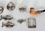 Diversas peças ; 3 caixas , 3 peixes , concha e... - Diversas peças ; 3 caixas , 3 peixes , concha e cachimbo de prata .Peso total 140 g