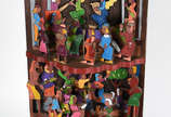 Romildo de Andrade (1942), Arte Popular - Escultura de madeira com entalhes e pintura policromada. Assinada.