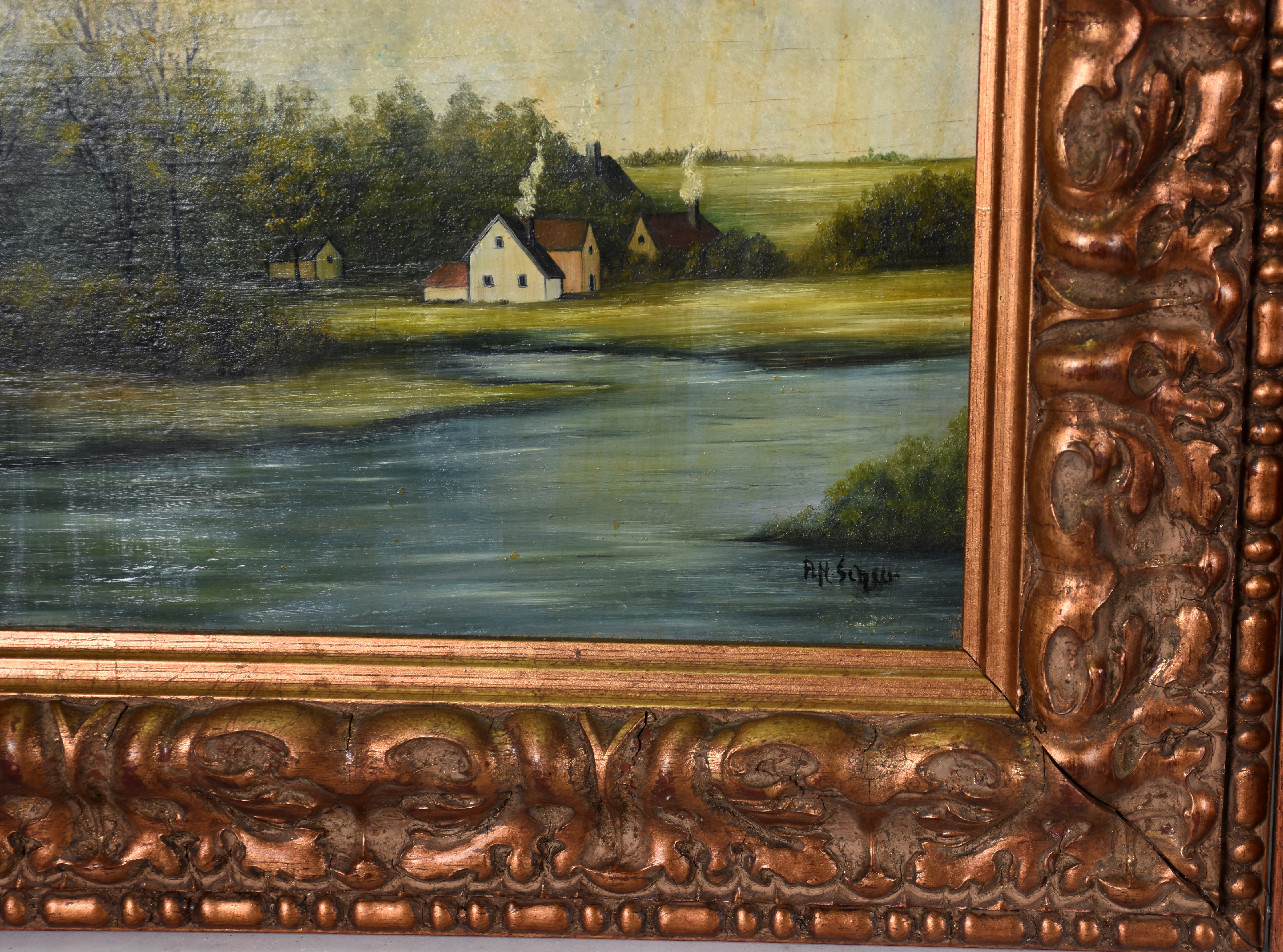 A.M.SCHEER - o.s.m.- Paisagem - 22 X 27 - P. ALMEIDA - o.s.e... - foto 2 de 5