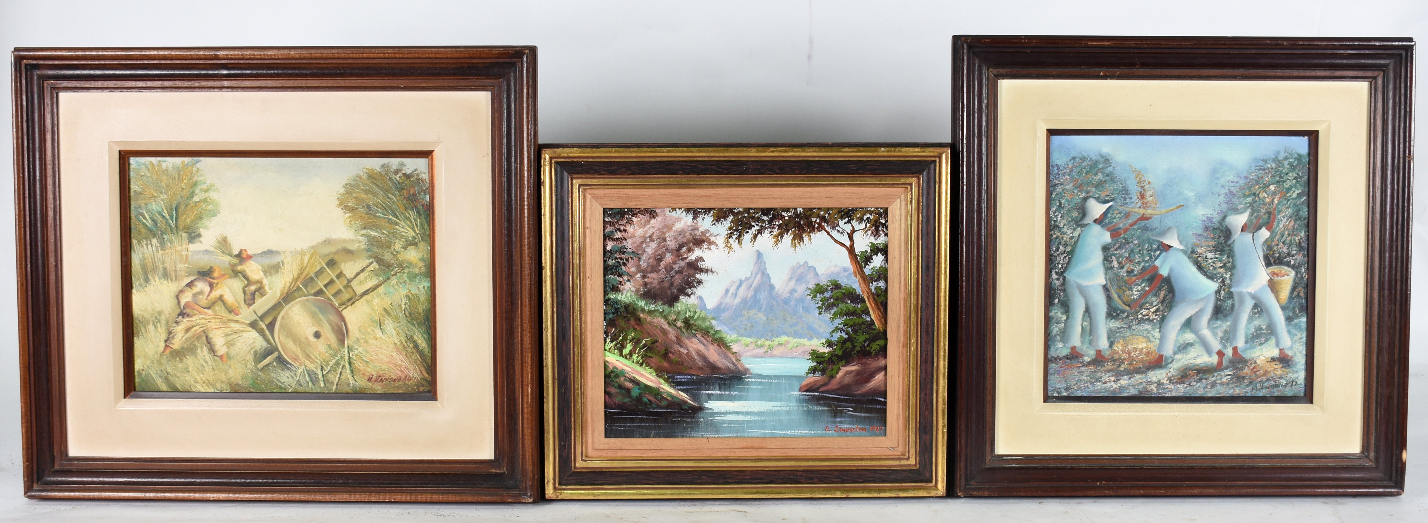 Três quadros : - M. MARIANO ( 1943 ) - o.s.e - Colheita - 27 X 34... - foto 1 de 5