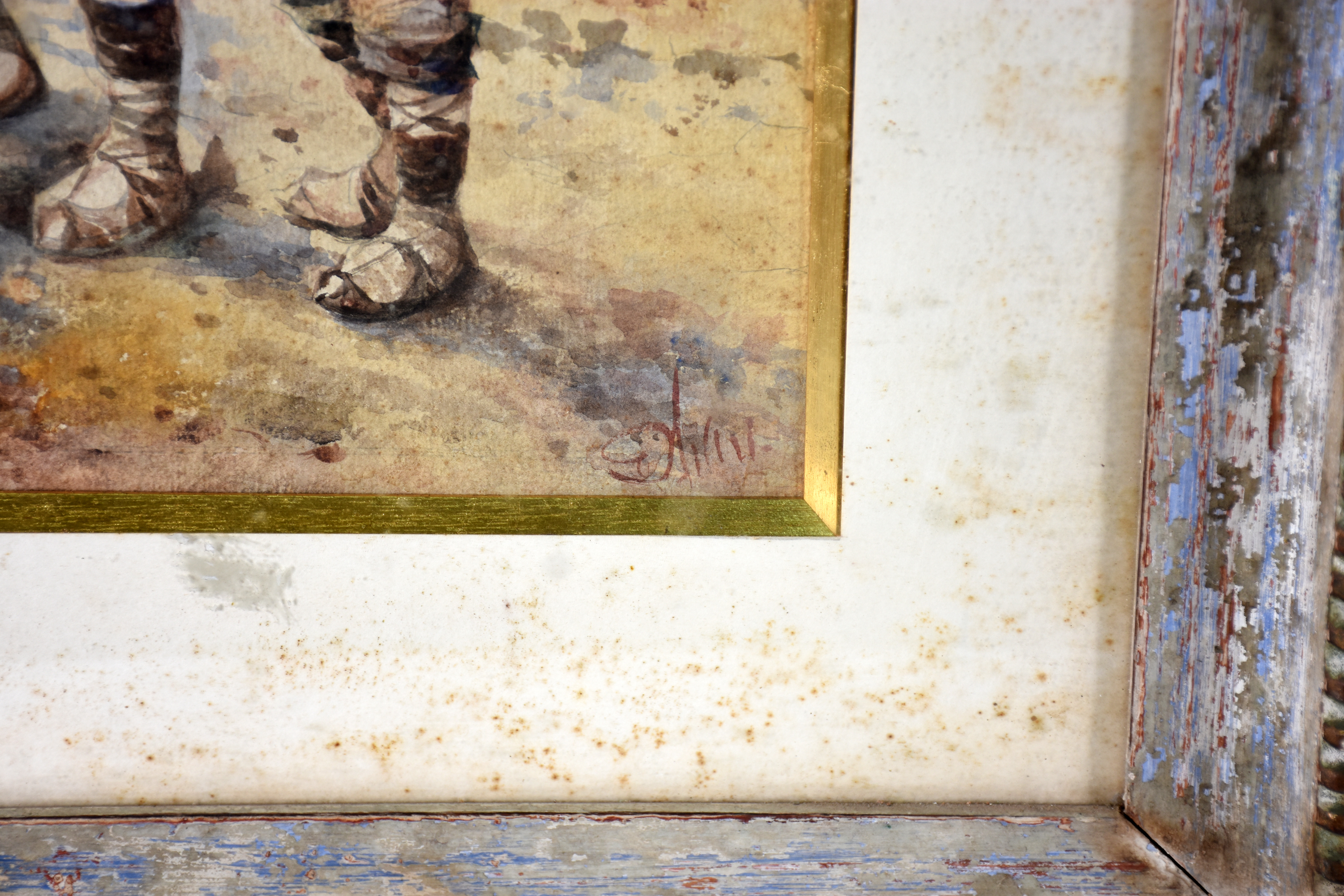 Dois quadros: - ASSINATURA NÃO IDENTIFICADA - Aquarela - Crianças... - foto 4 de 4