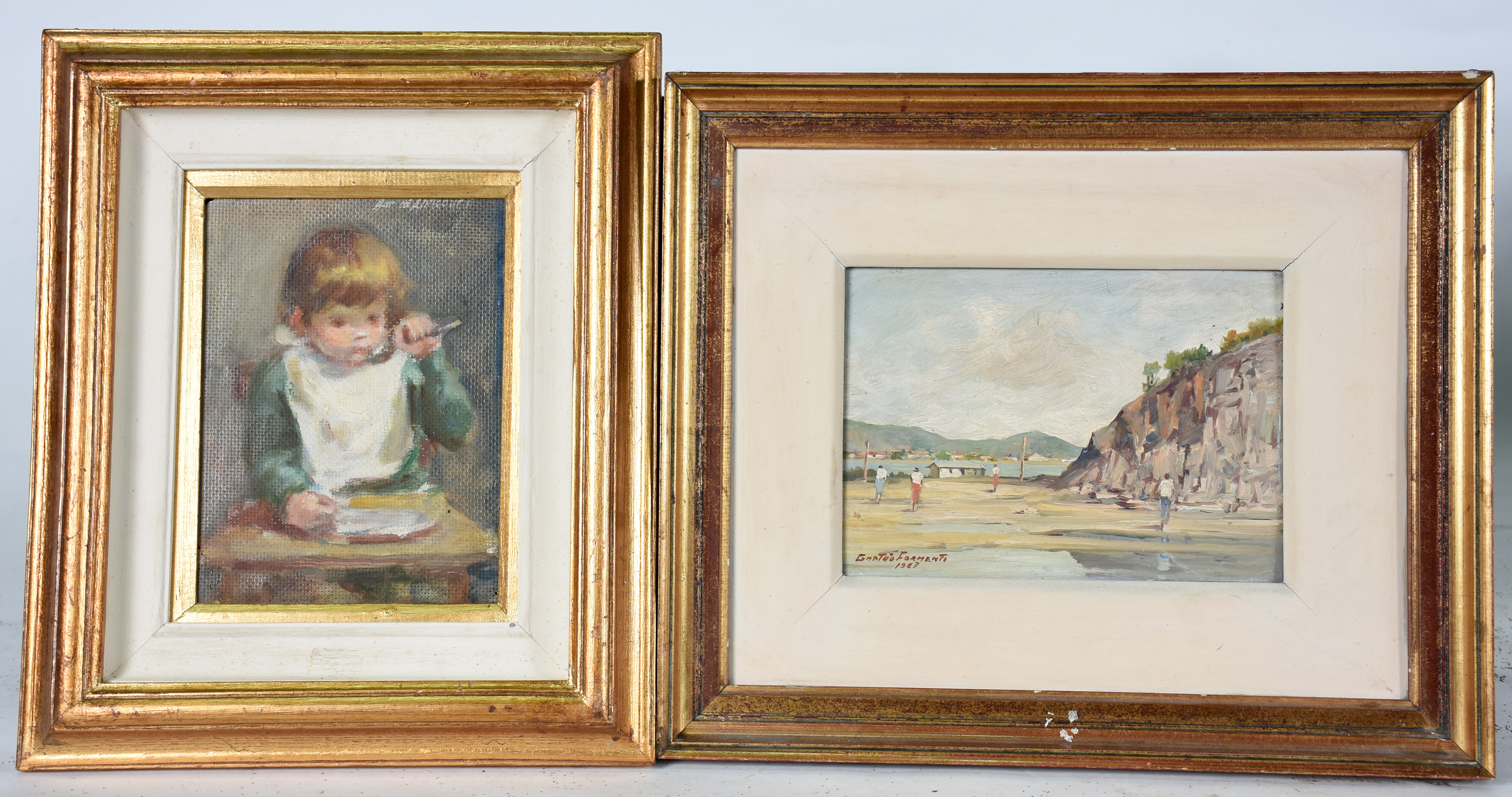 Dois quadros : - AURÉLIO D'ALINCOURT ( 1919 / 1990) - o.s.e- Criança... - foto 1 de 4