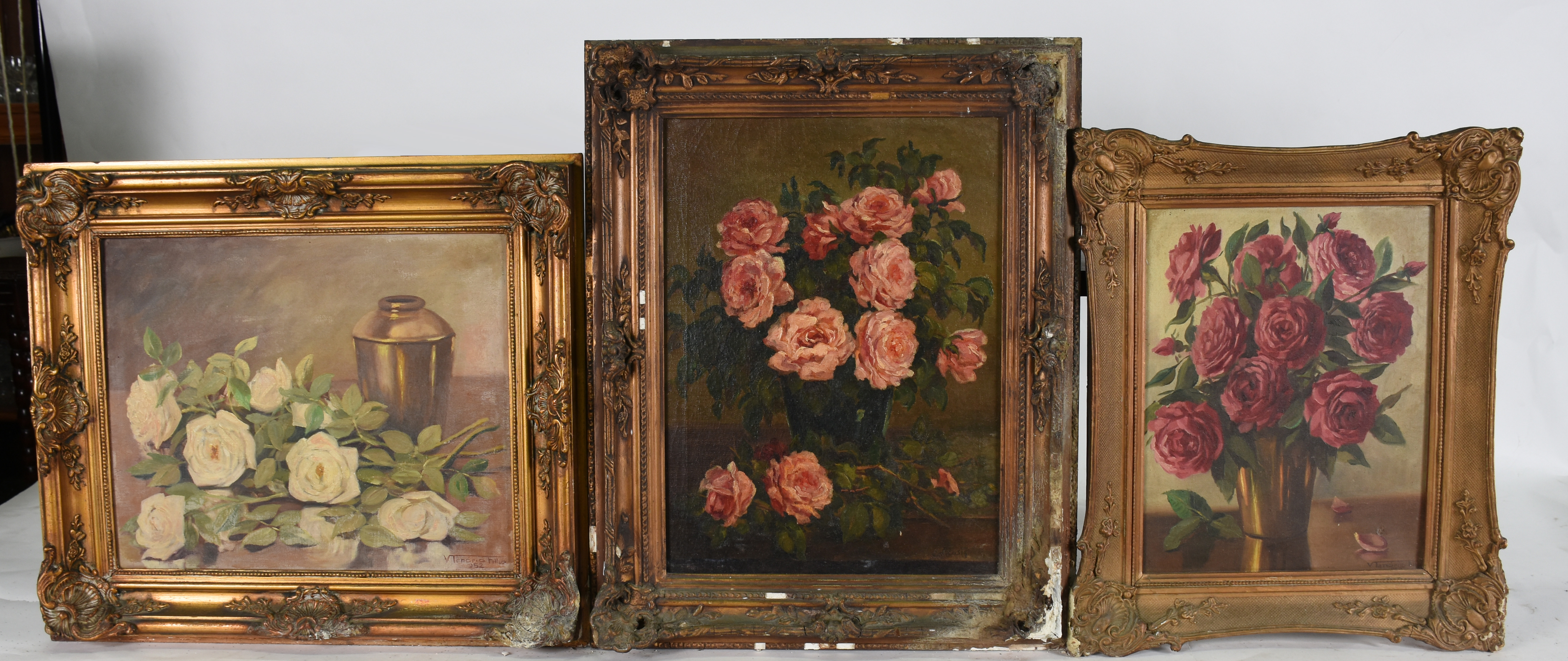 Três quadros : - V > TENÓRIO FILHO -o.s.t. - Flores - 37 X 46 - A... - foto 1 de 5