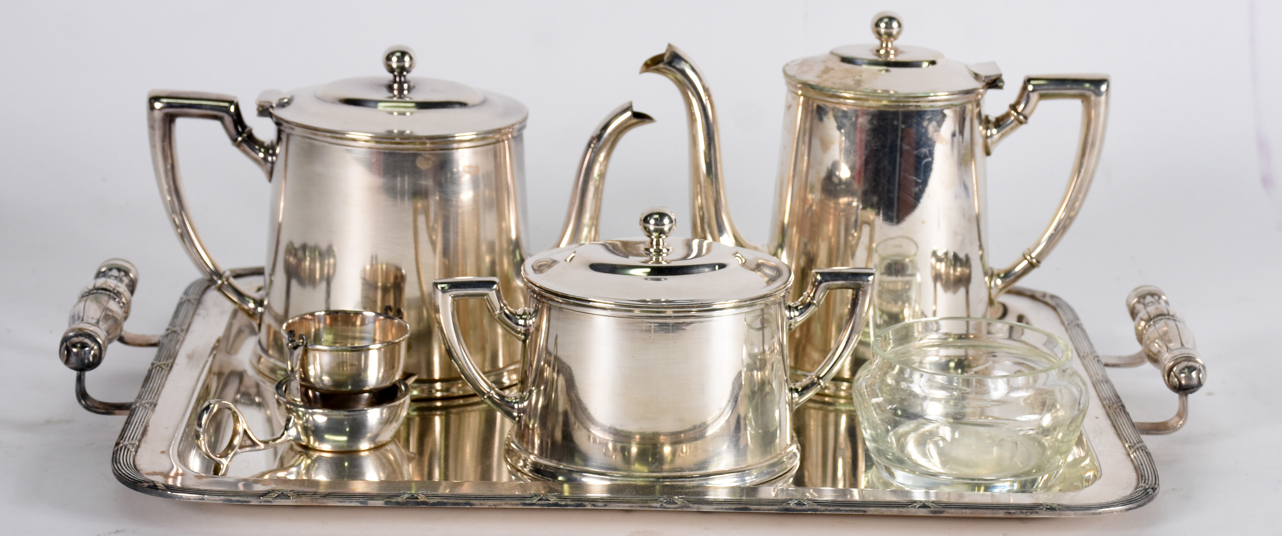 Baixela de metal Wolff para chá e café , com 2 bules, açucareiro... - foto 2 de 3