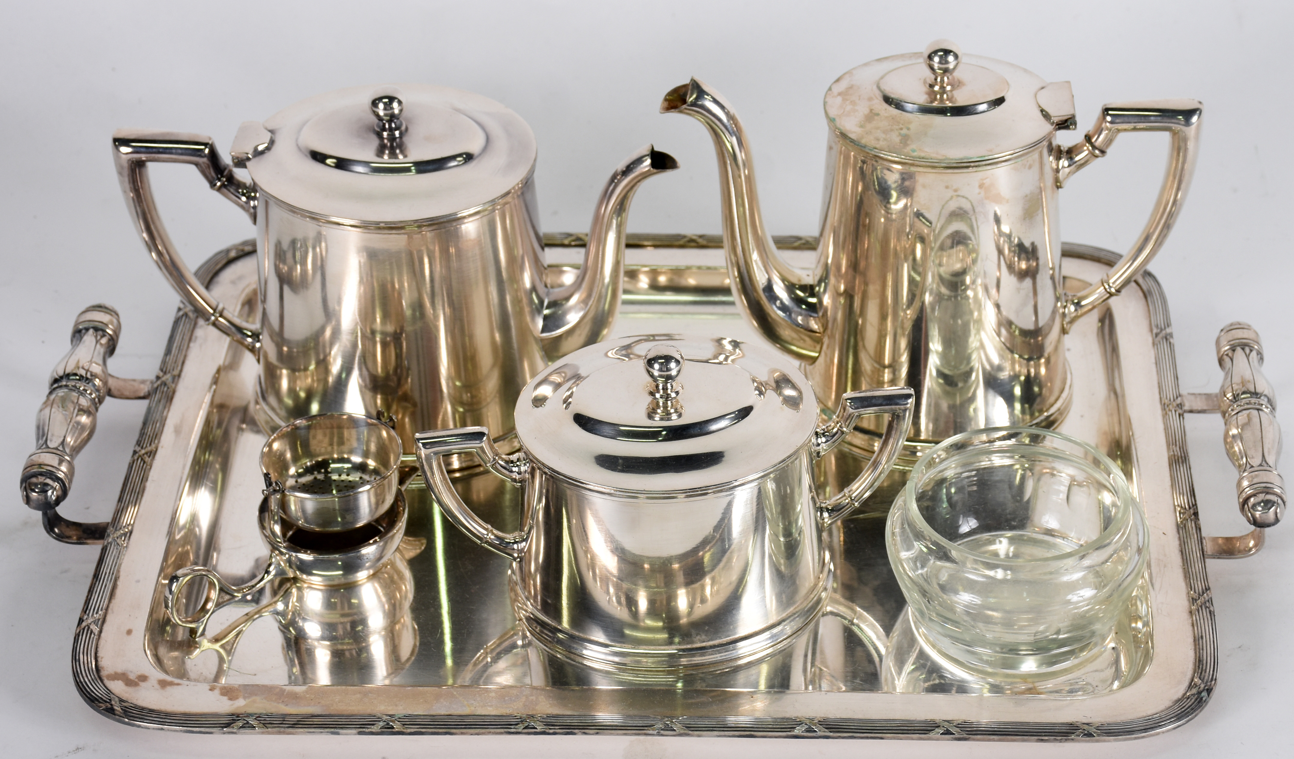 Baixela de metal Wolff para chá e café , com 2 bules, açucareiro... - foto 1 de 3