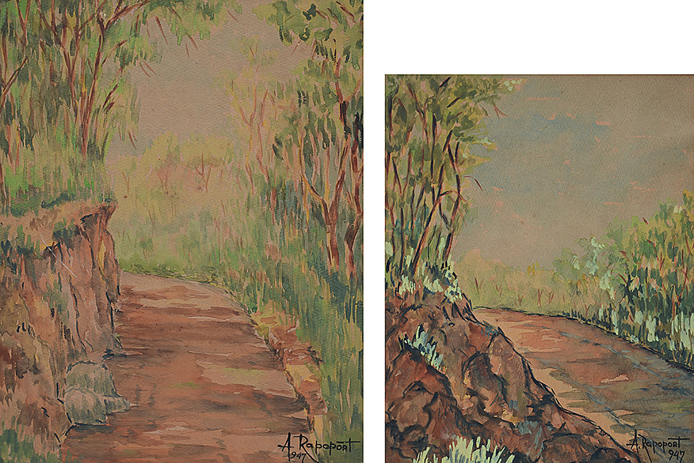 RAPOPORT - Paisagens - dois guaches - 26 x 21 / 30 x 23 - datado 1947 - foto 2 de 4