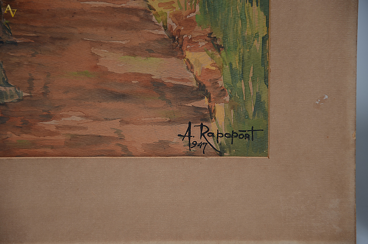 RAPOPORT - Paisagens - dois guaches - 26 x 21 / 30 x 23 - datado 1947 - foto 3 de 4