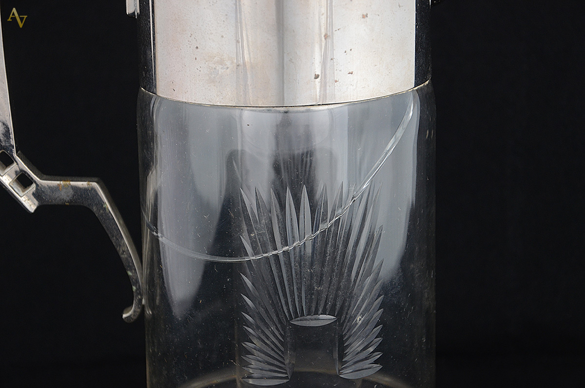 Refresqueira de cristal e metal alemão W.M.F. com monograma (cristal... - foto 2 de 2