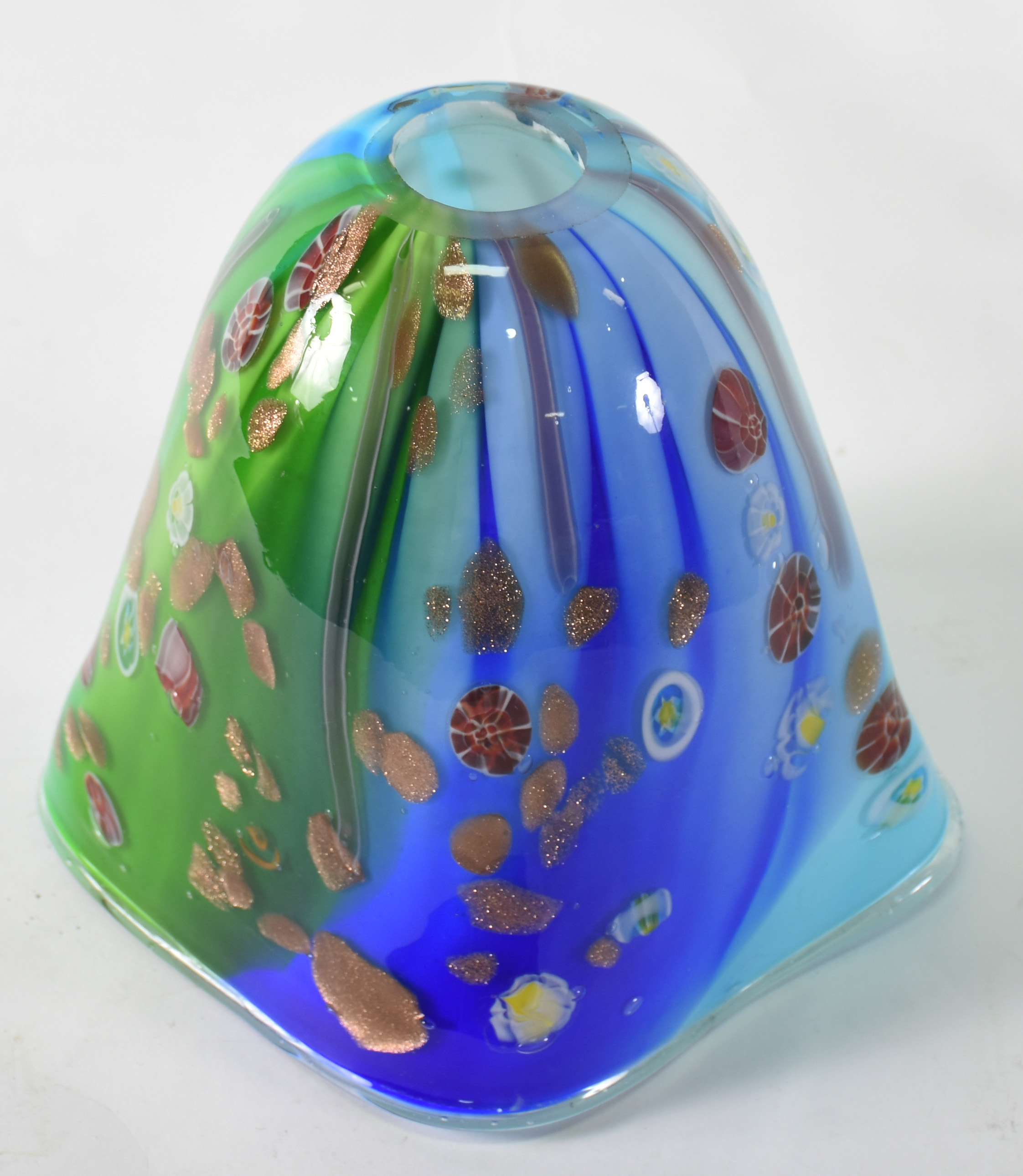 Cachepot de murano azul e verde com pó de ouro . - foto 4 de 4