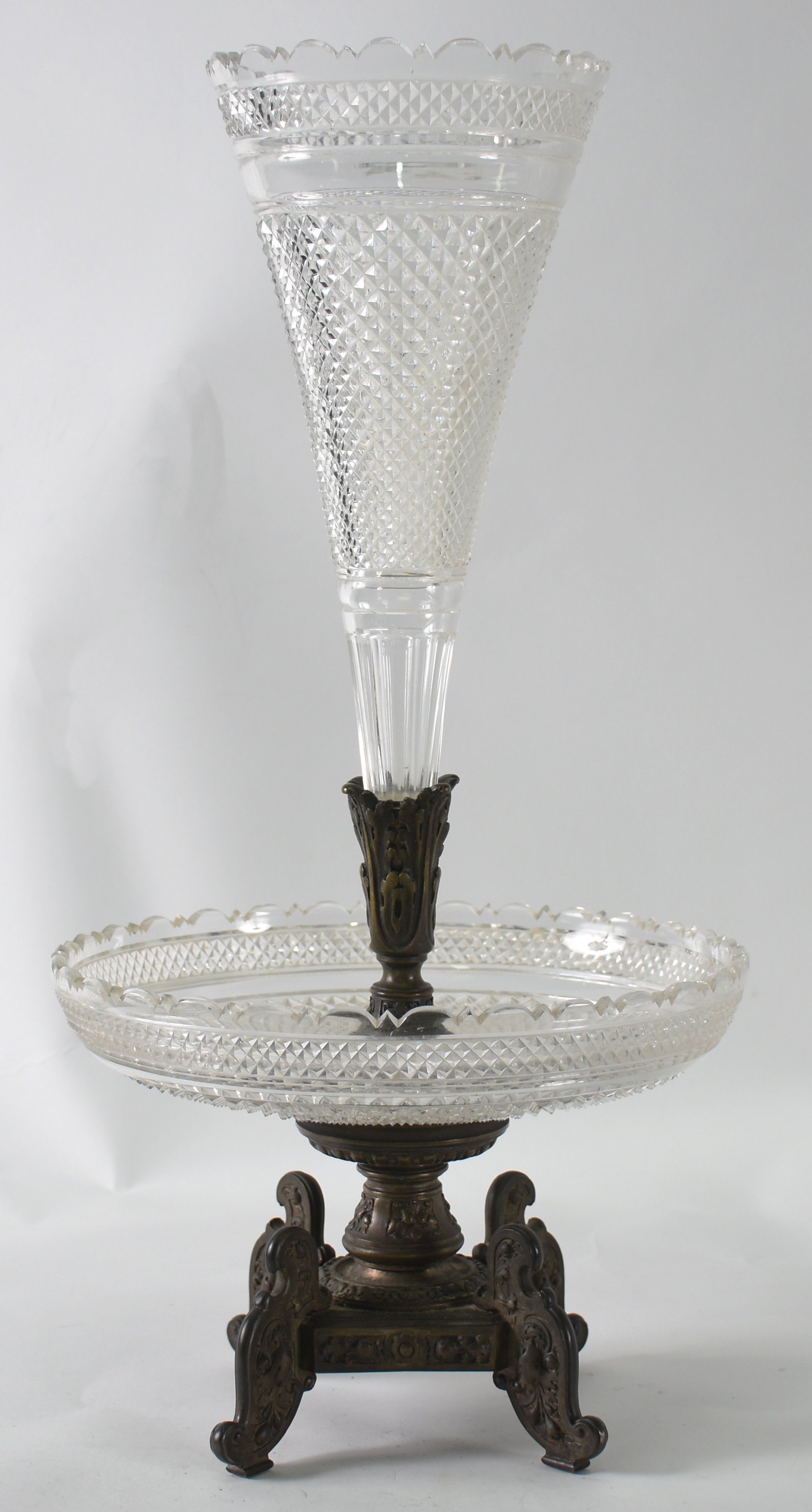 BACCARAT - Fruteira /floreira de cristal bico de jaca com guarnição... - foto 2 de 3