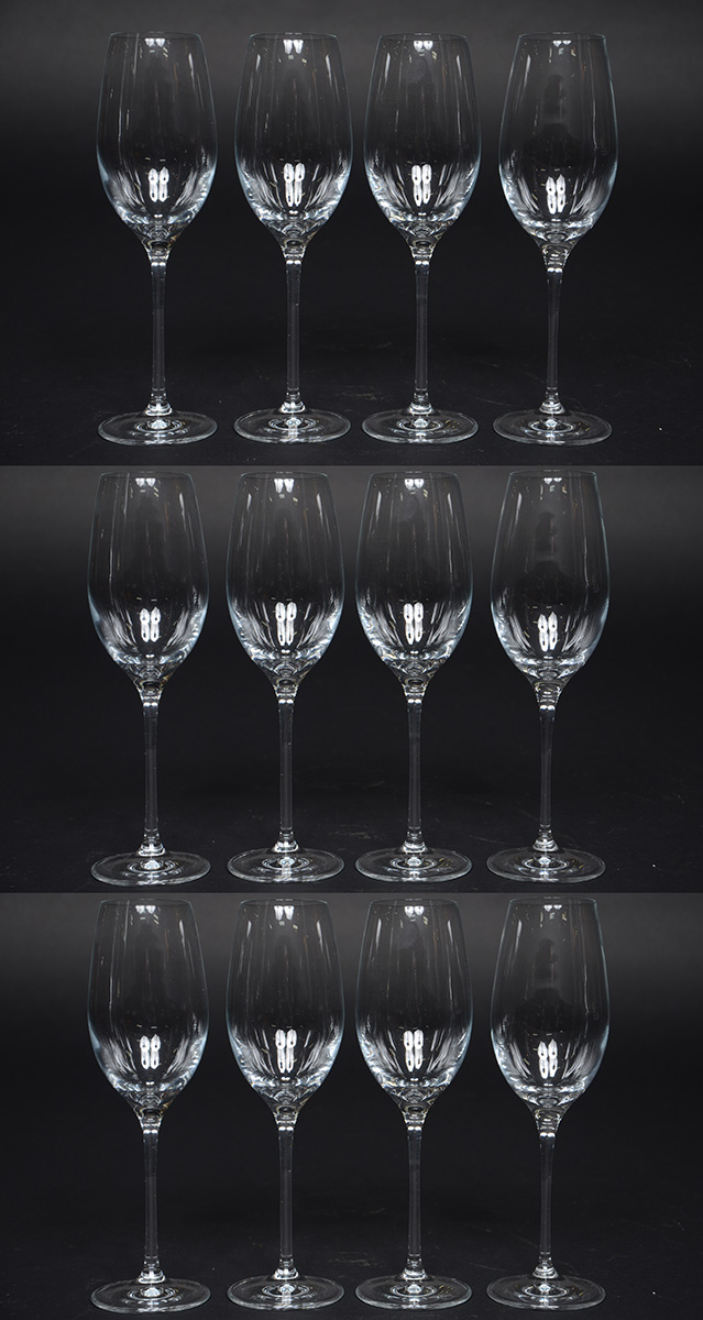 Doze flutes RCR de cristal.