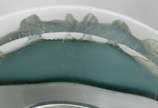 René Lalique (1860-1945),  - Excepcional Bowl de cristal frances com peixes estilizados em relevo na cor verde, assinado na base.