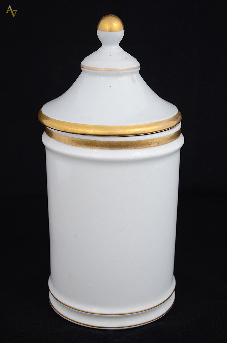 Pote de farmácia de porcelana pintado à mão. Altura 27 cm. - foto 2 de 2