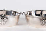 CHRISTOFLE -  Dois porta caviar de metal espess... - CHRISTOFLE -  Dois porta caviar de metal espessurado a prata.