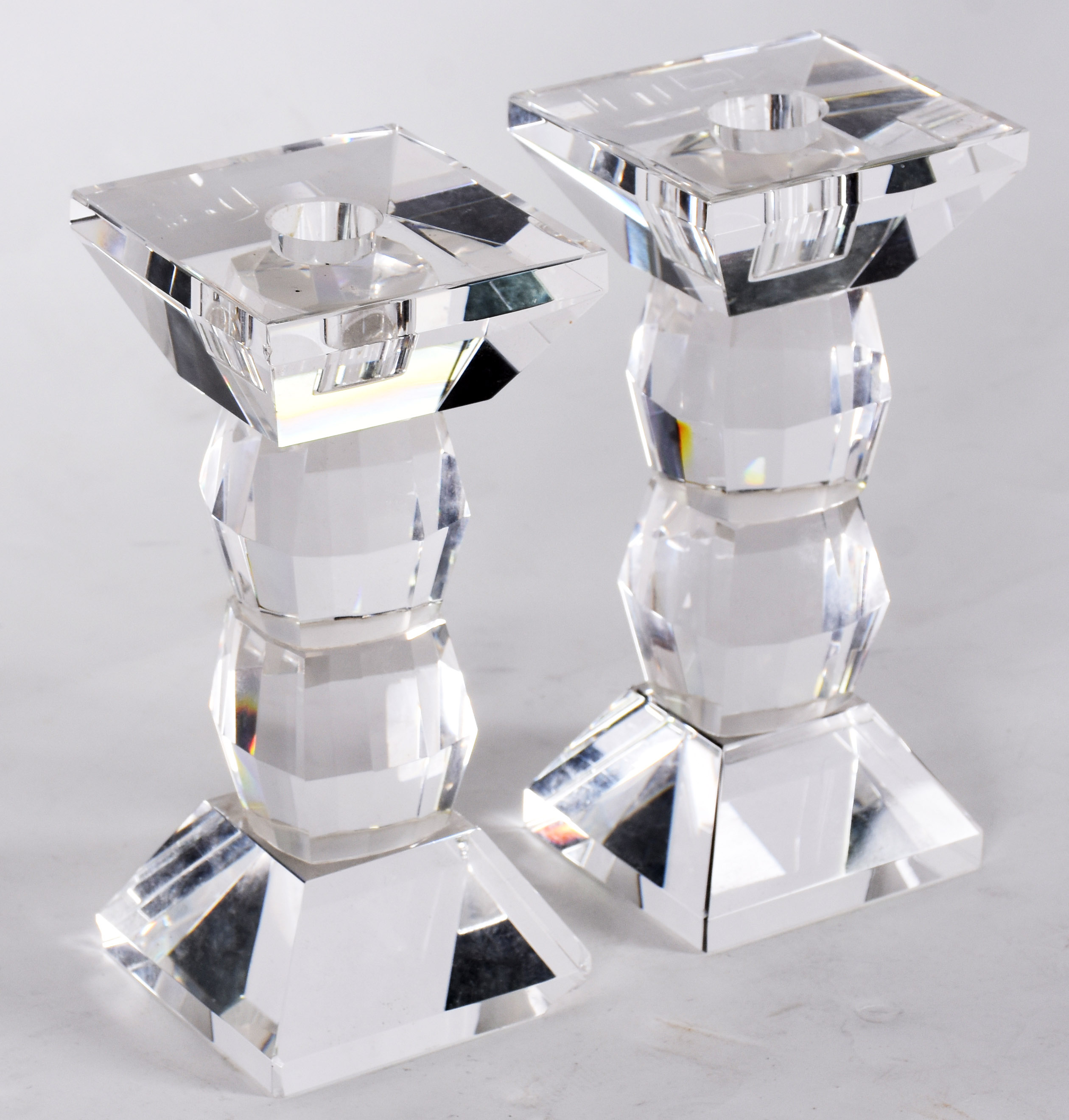 Par de castiçais de cristal ( base com lascado ) - foto 1 de 3