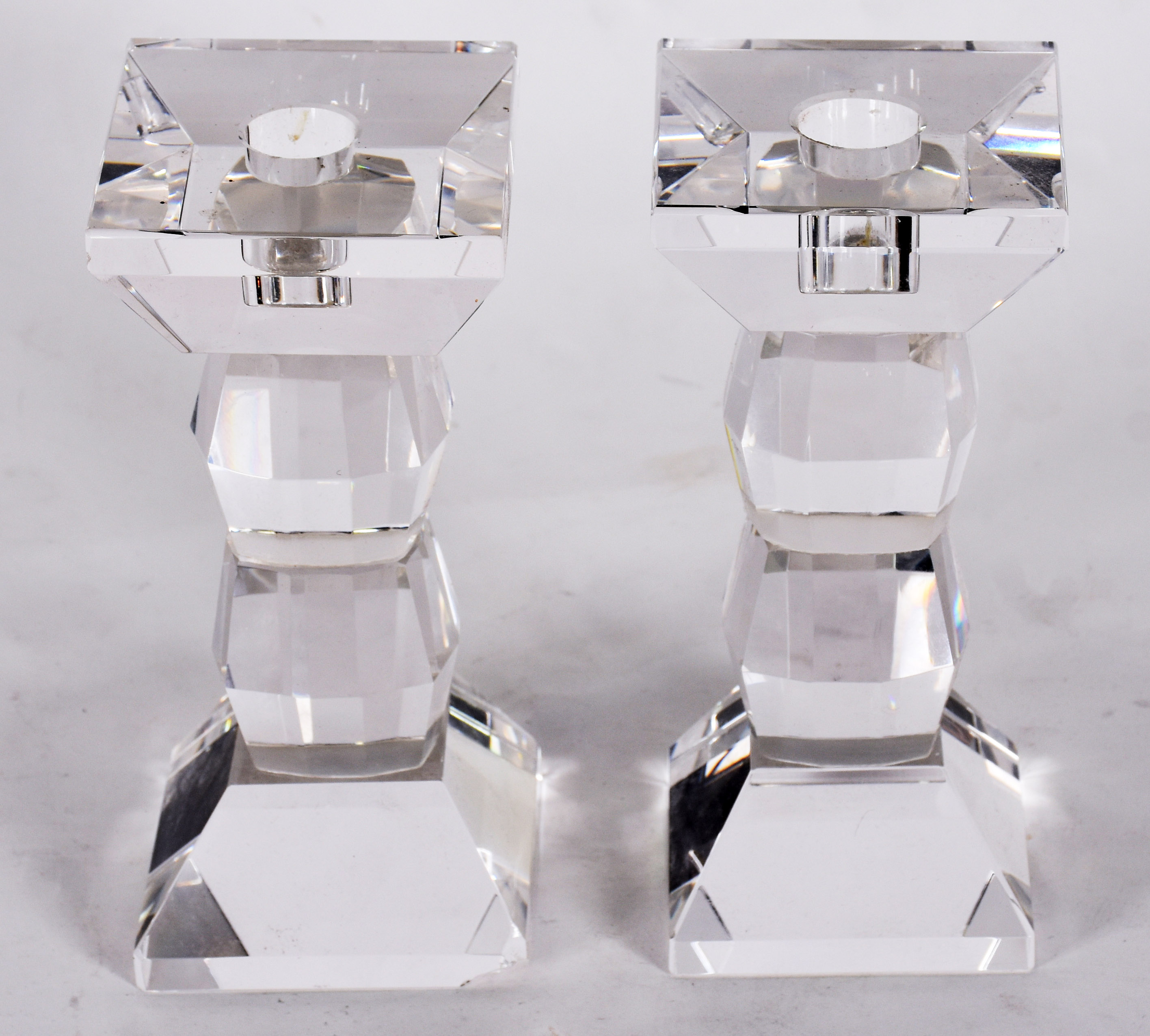 Par de castiçais de cristal ( base com lascado ) - foto 3 de 3
