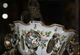 Lustre estilo  Império de cristal overley e  pi... - Lustre estilo  Império de cristal overley e  pingentes lapidados,armação de  bronze.