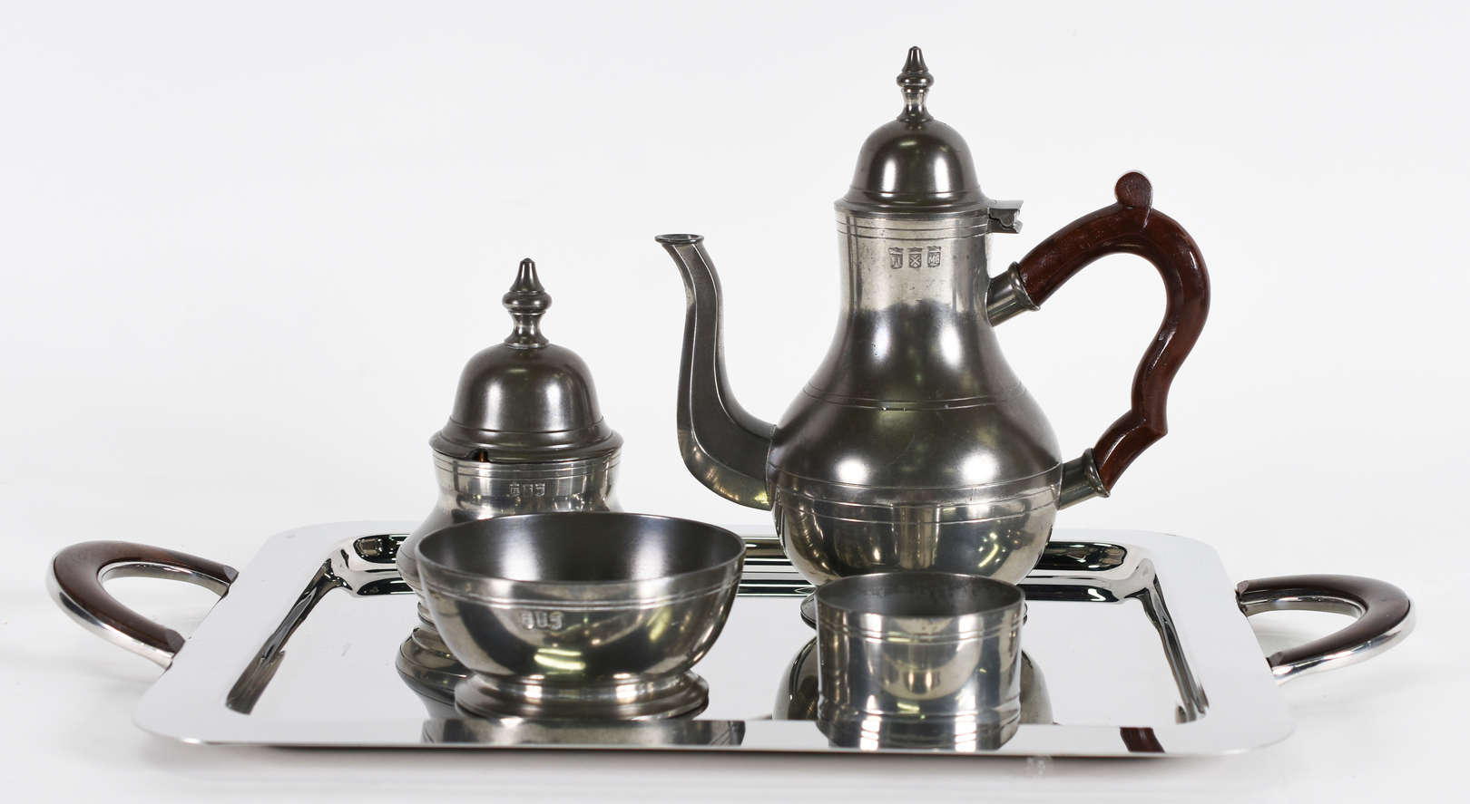 Conjunto para chá e café de estanho com 4 peças, sendo bule... - foto 2 de 5