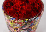 Cachepot de Murano vermelho "milifiori" em poli... - Cachepot de Murano vermelho "milifiori" em policromia.