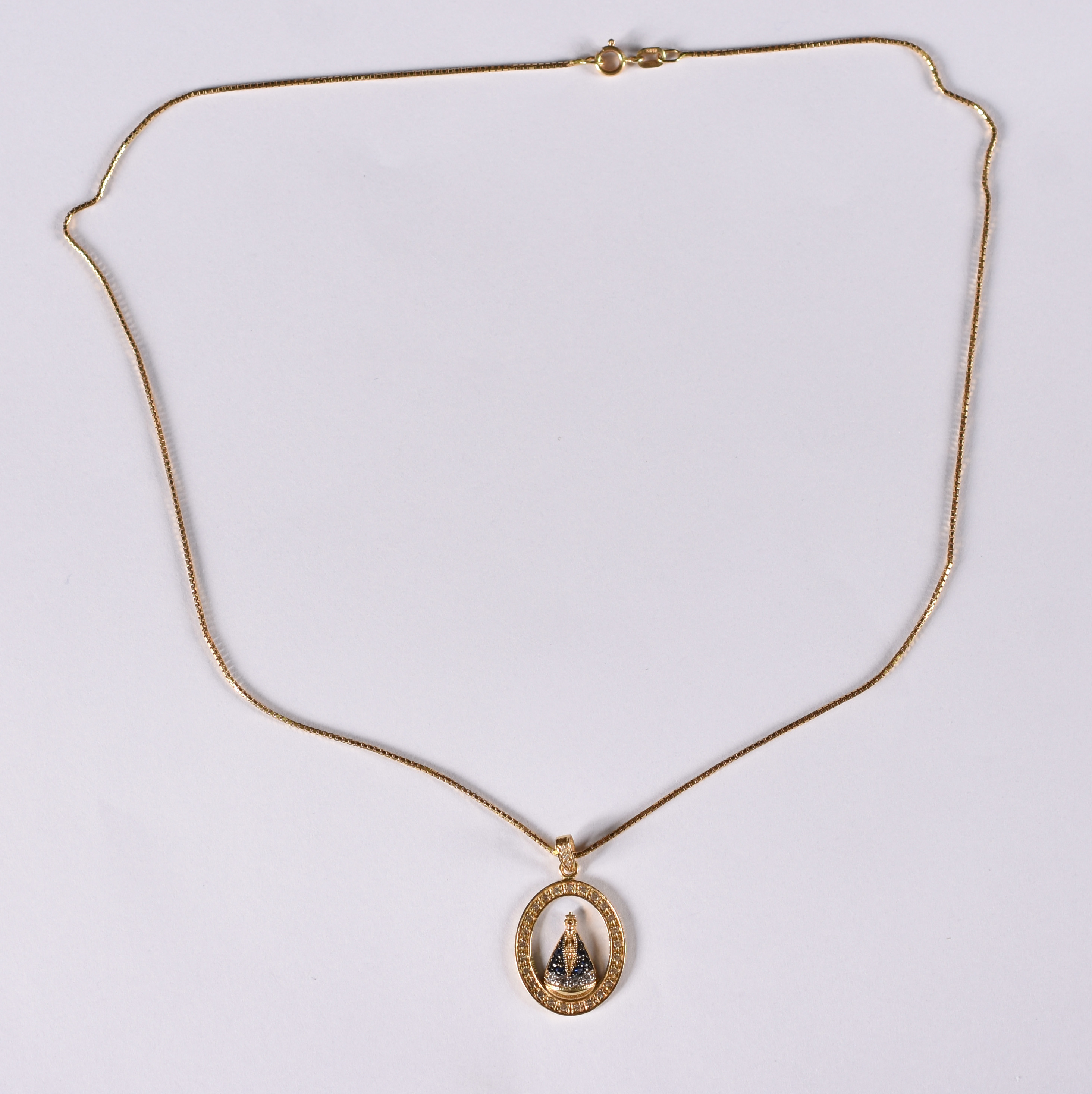 Gargantilha de ouro amarelo com pingente de N.S.Aparecida ( Por... - foto 1 de 4