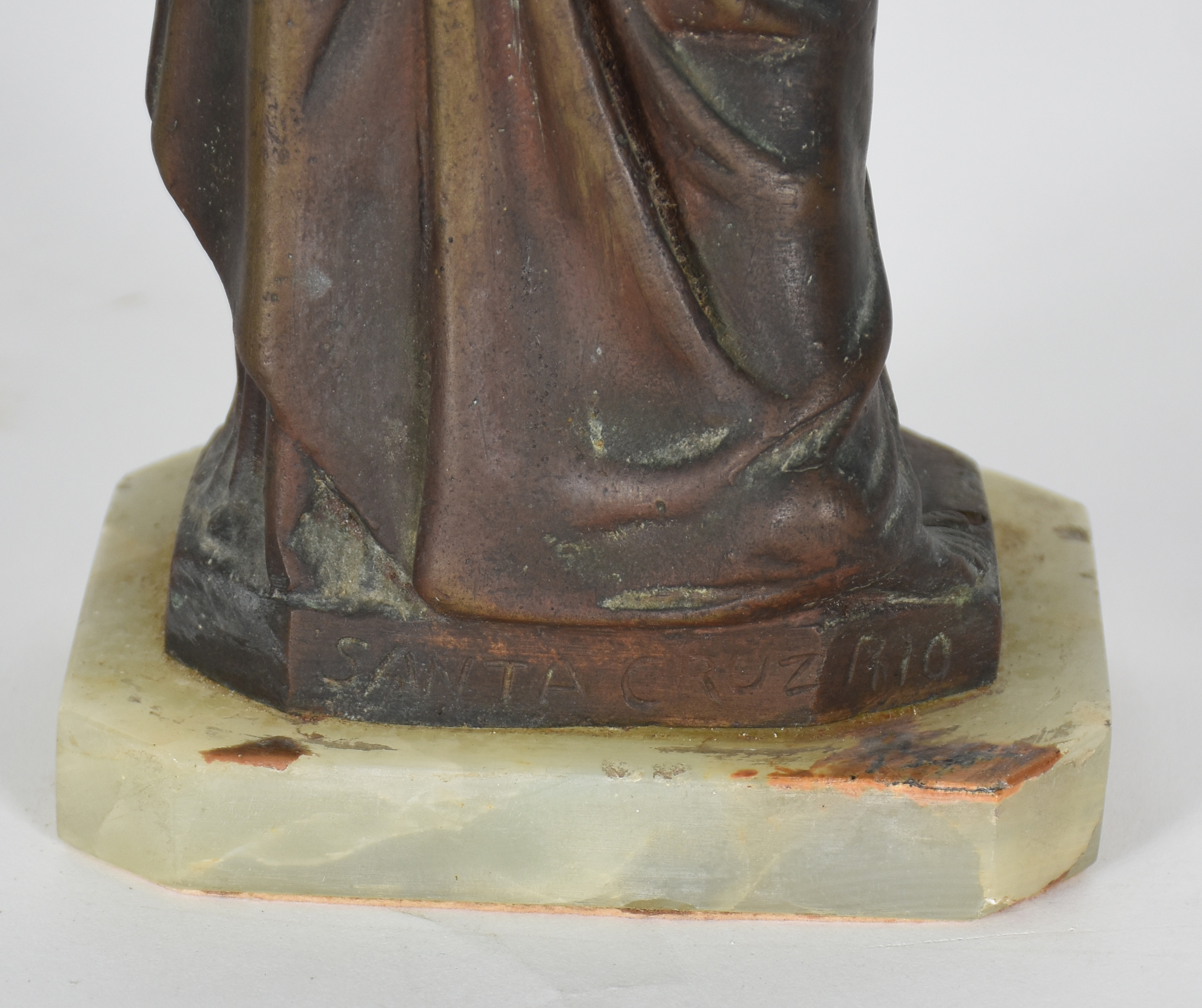 Sagrado Coração de Jesus Cristo de bronze, base de onix verde... - foto 3 de 4