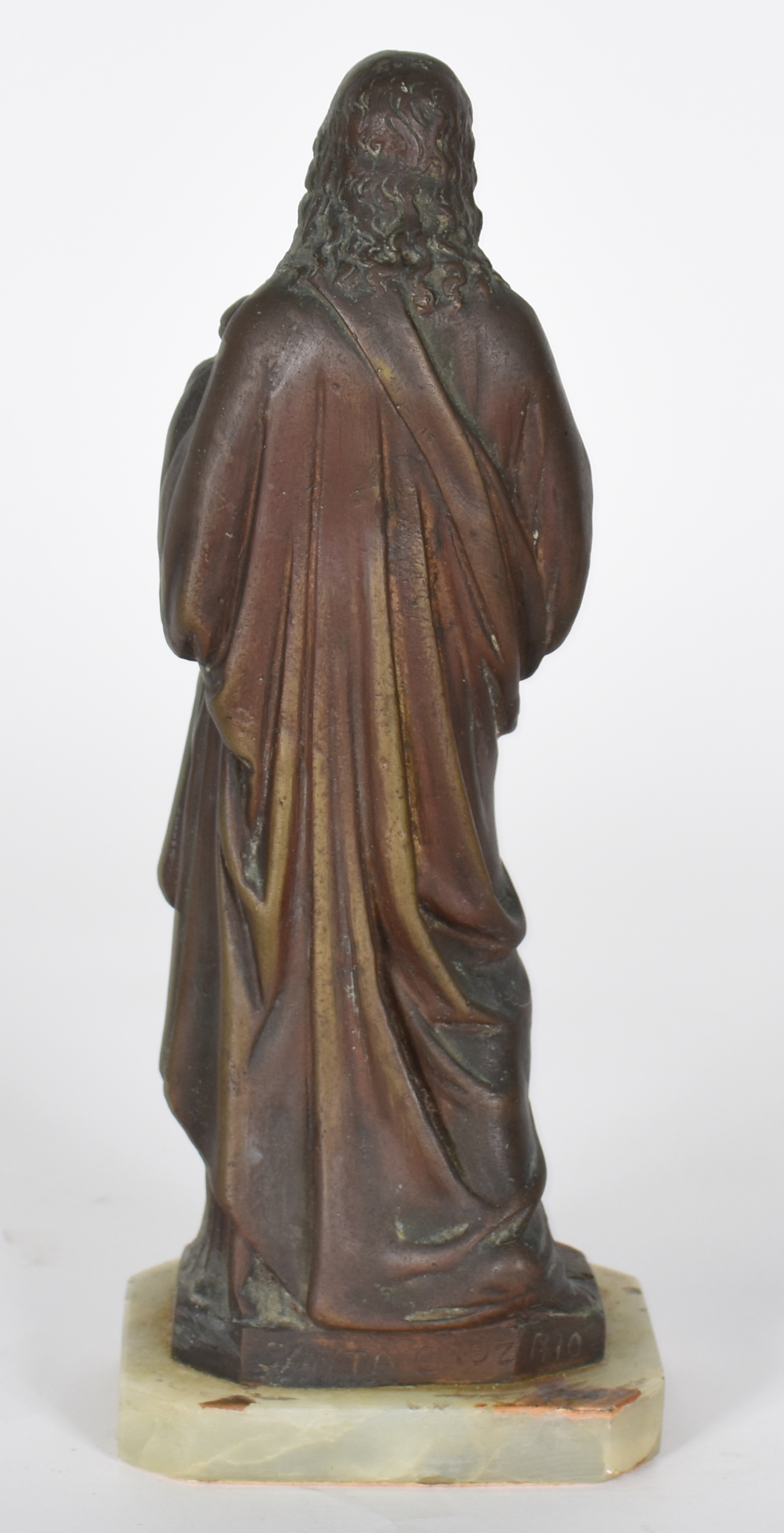 Sagrado Coração de Jesus Cristo de bronze, base de onix verde... - foto 4 de 4