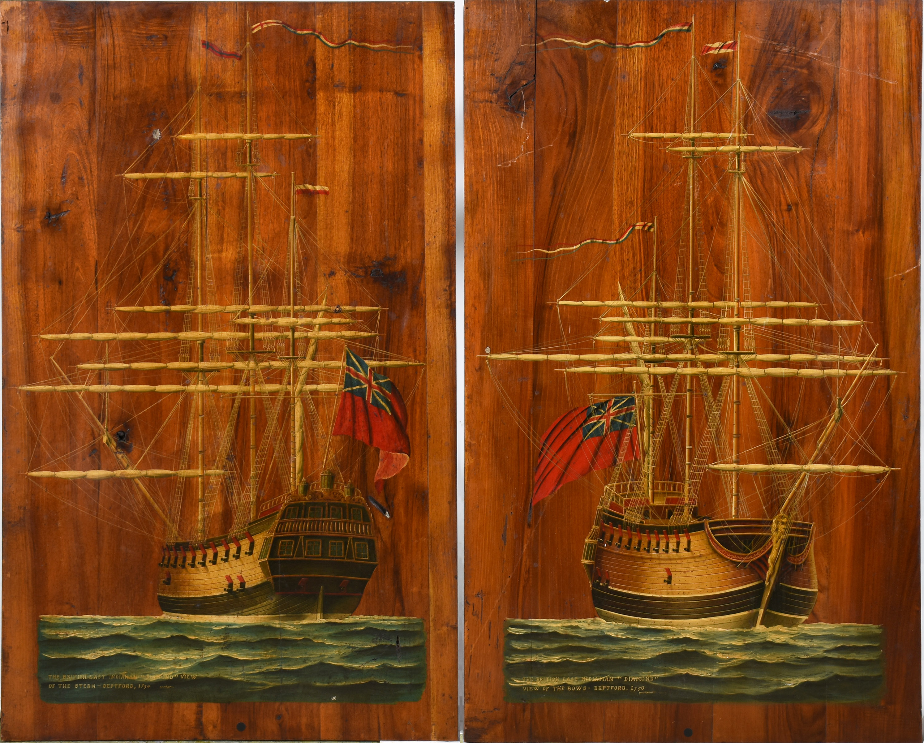 Dois quadros decorativos com temas náuticos sobre madeira. - foto 1 de 6