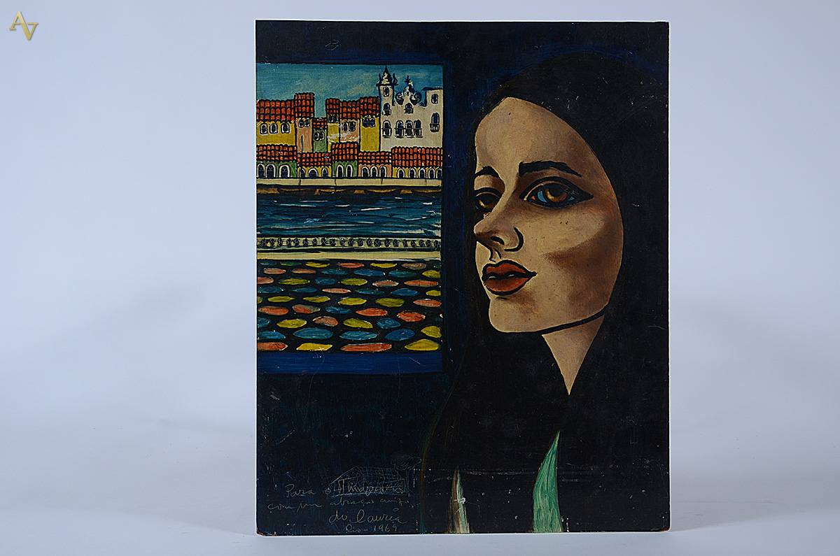 LAURIA - Figura feminina e paisagem - ose - 49 x 40 - Datado 1969... - foto 1 de 4